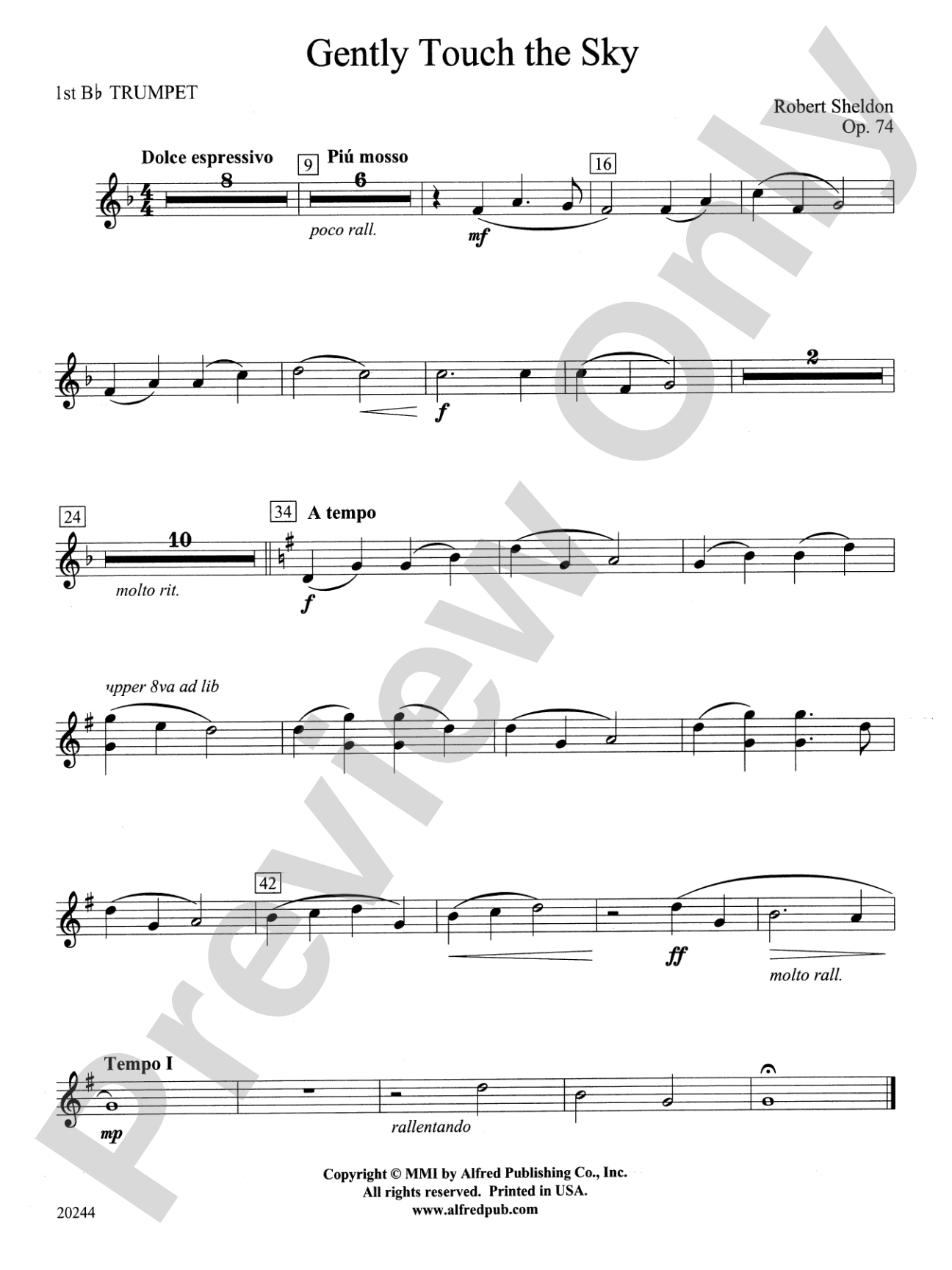 Gently Touch the Sky: 1st B-flat Trumpet