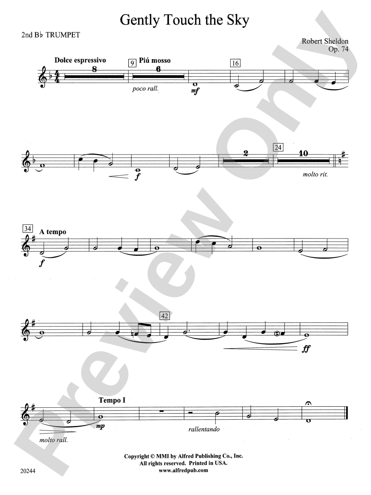 Gently Touch the Sky: 2nd B-flat Trumpet