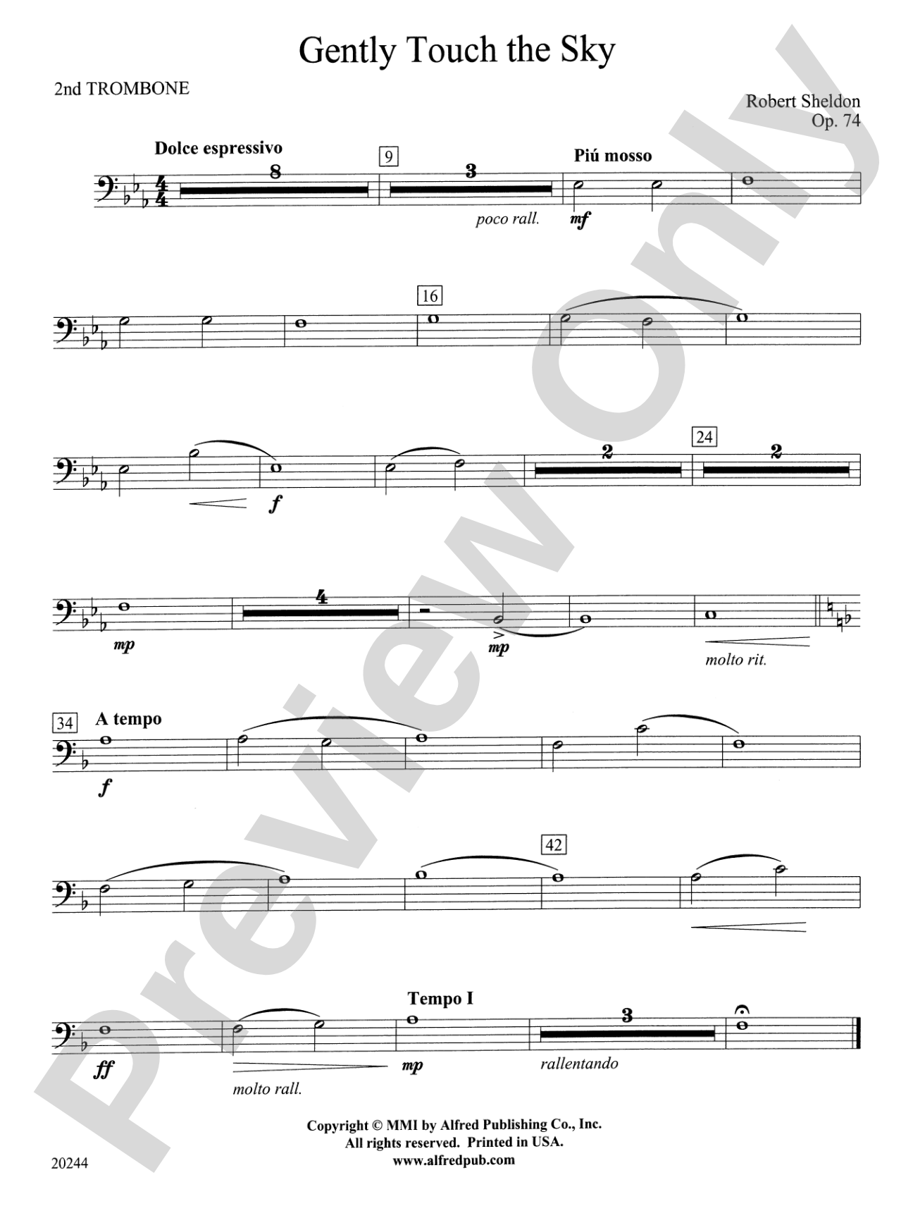 Gently Touch the Sky: 2nd Trombone