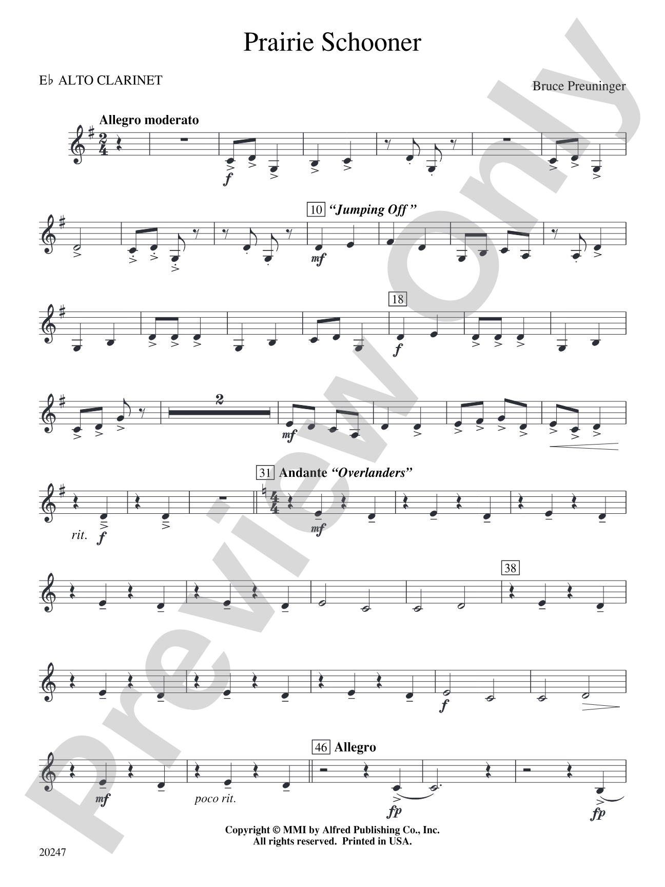 Prairie Schooner: E-flat Alto Clarinet