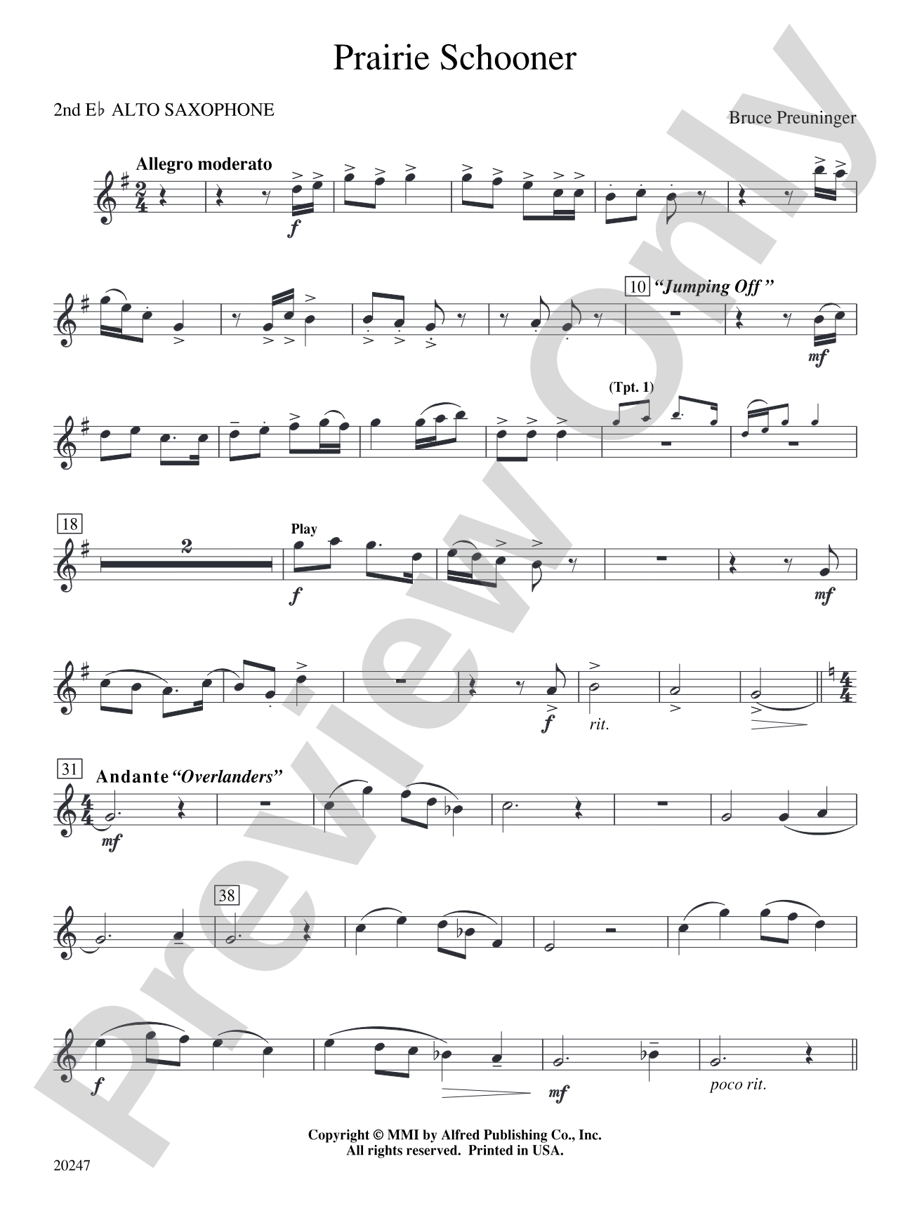Prairie Schooner: 2nd E-flat Alto Saxophone