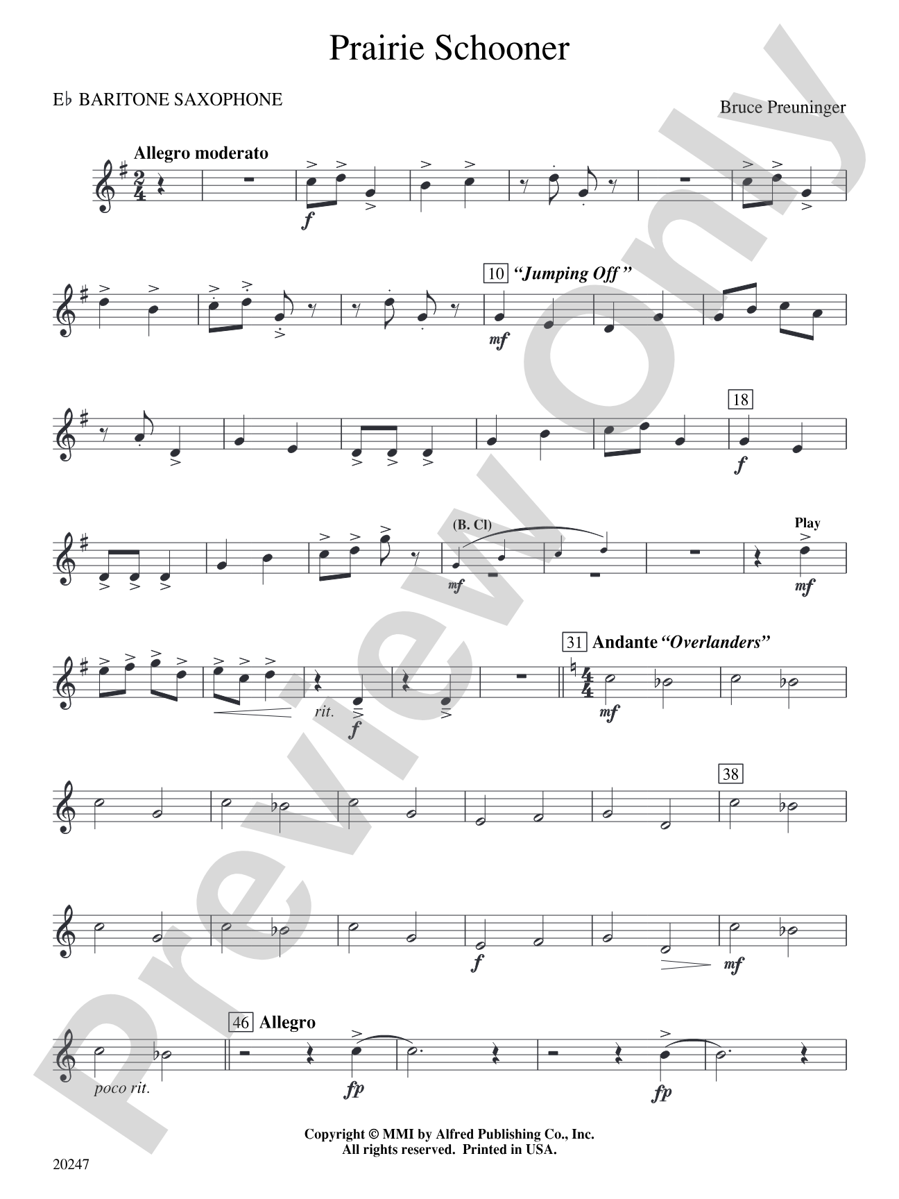 Prairie Schooner: E-flat Baritone Saxophone