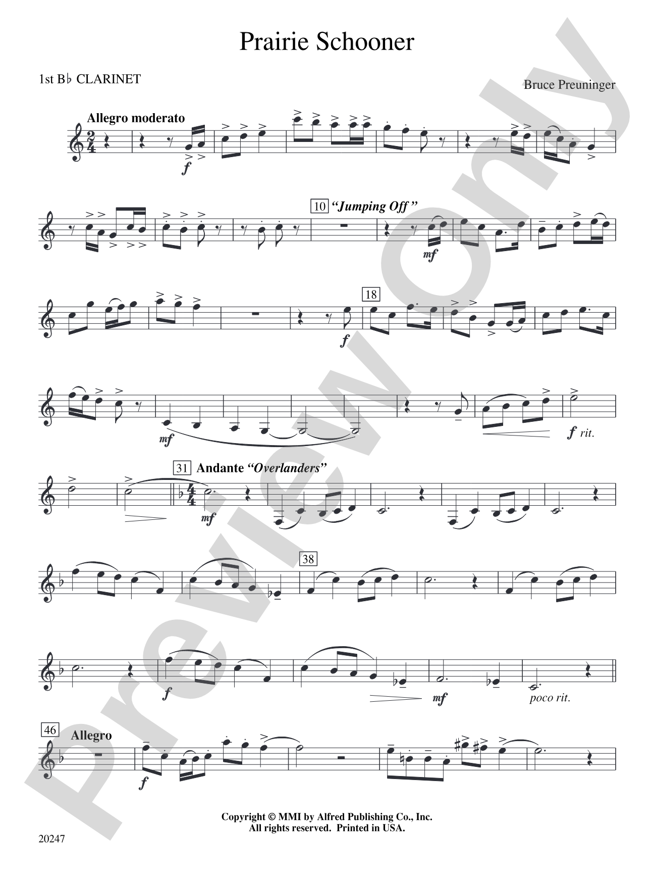 Prairie Schooner: 1st B-flat Clarinet