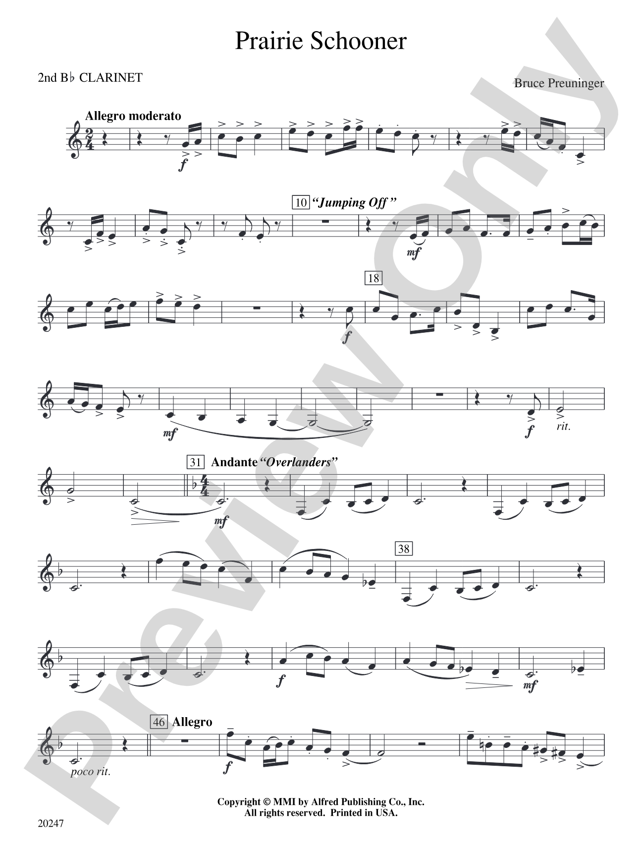 Prairie Schooner: 2nd B-flat Clarinet