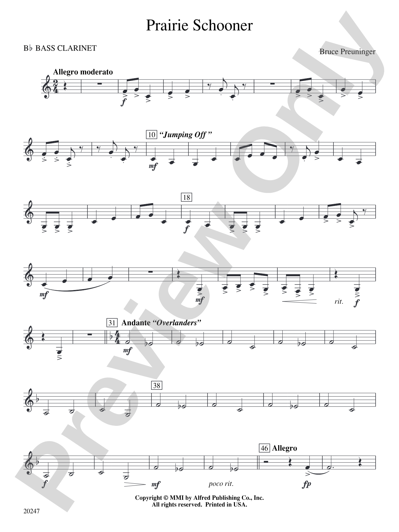 Prairie Schooner: B-flat Bass Clarinet