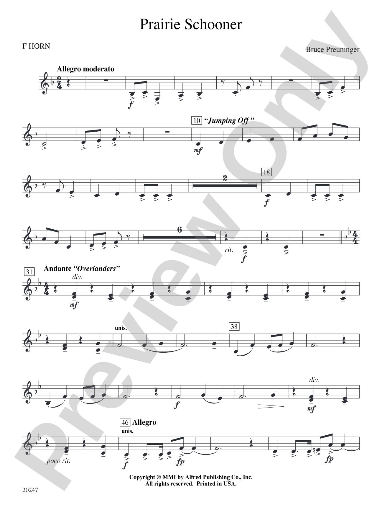 Prairie Schooner: 1st F Horn
