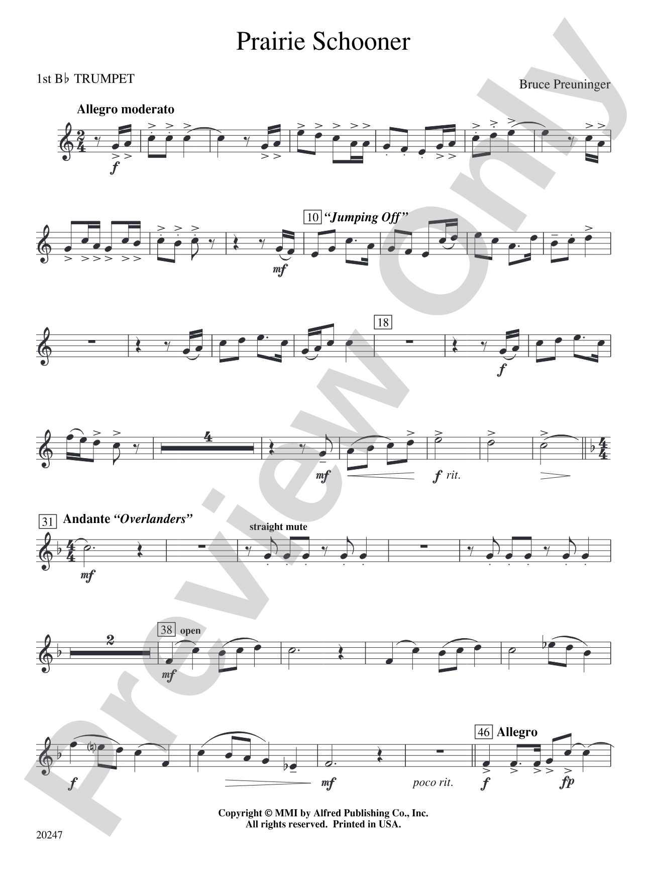 Prairie Schooner: 1st B-flat Trumpet