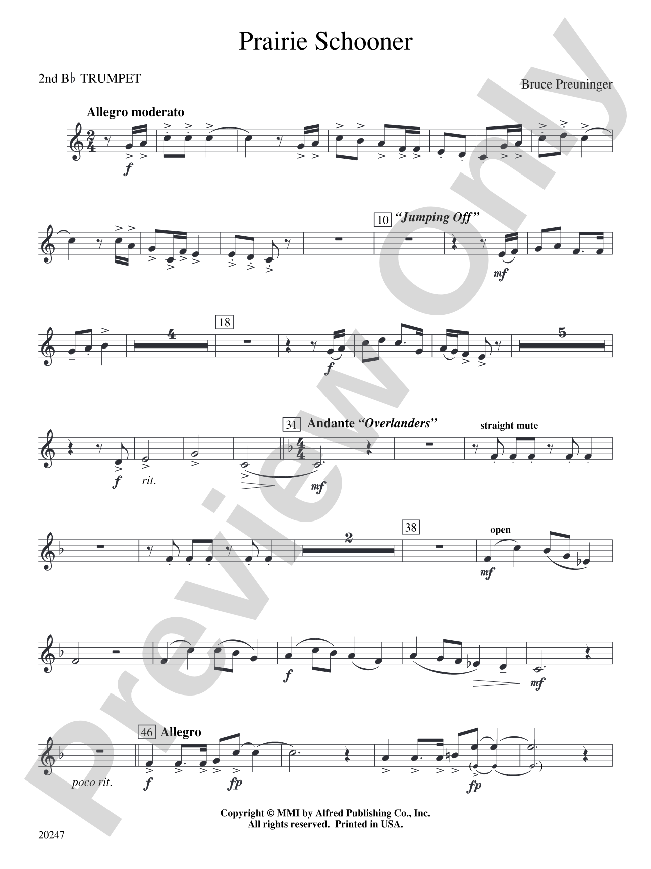 Prairie Schooner: 2nd B-flat Trumpet