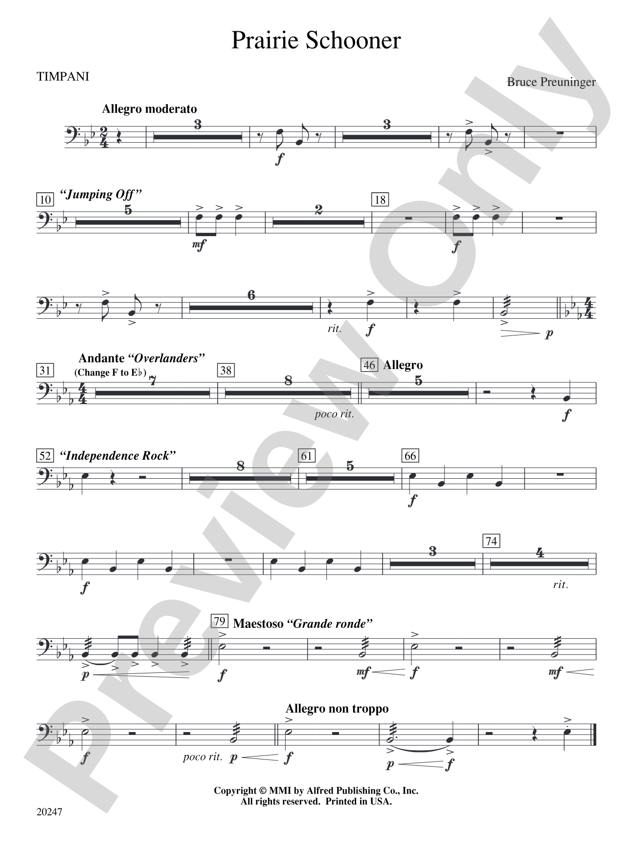 Prairie Schooner: Timpani