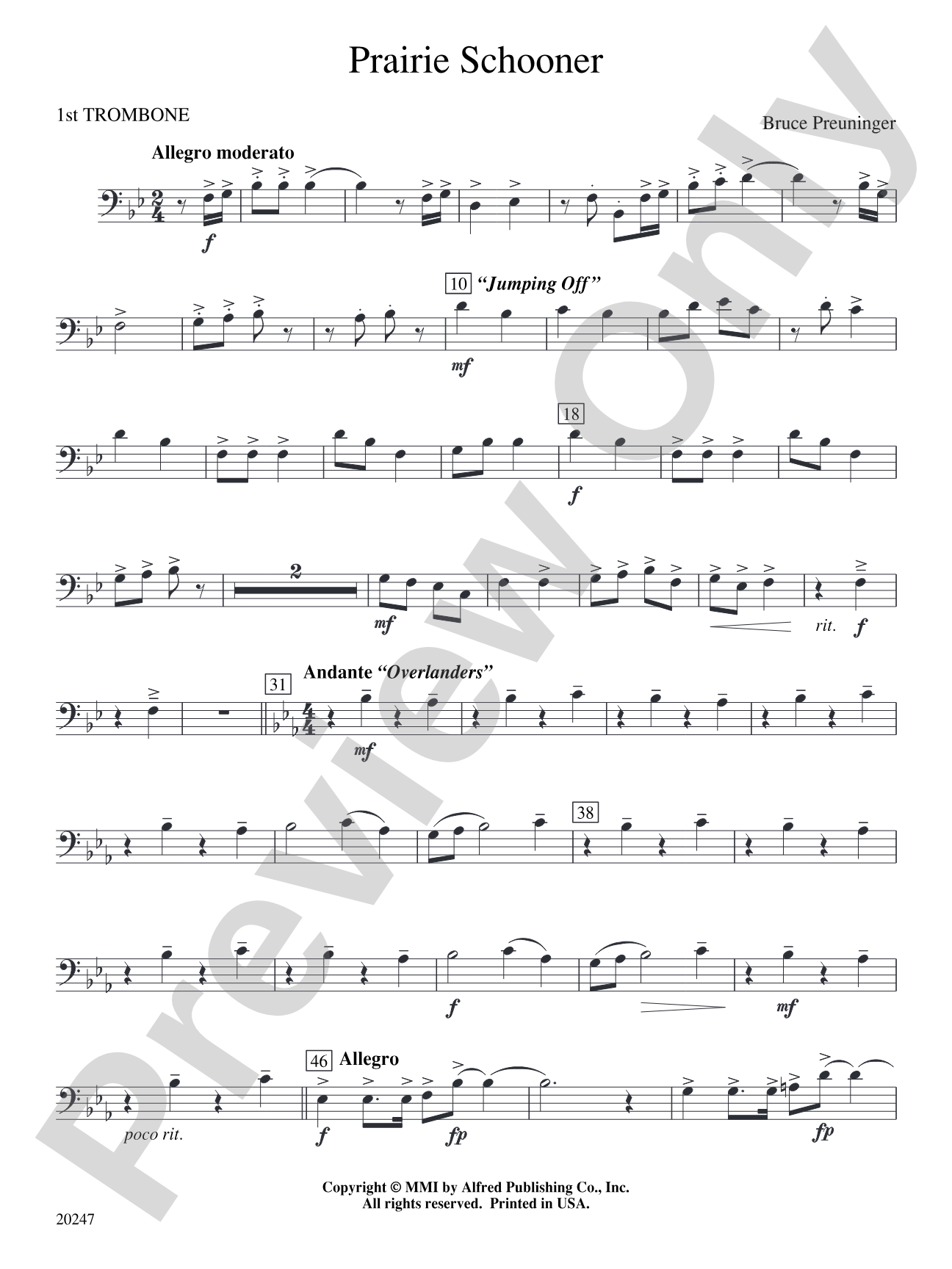Prairie Schooner: 1st Trombone