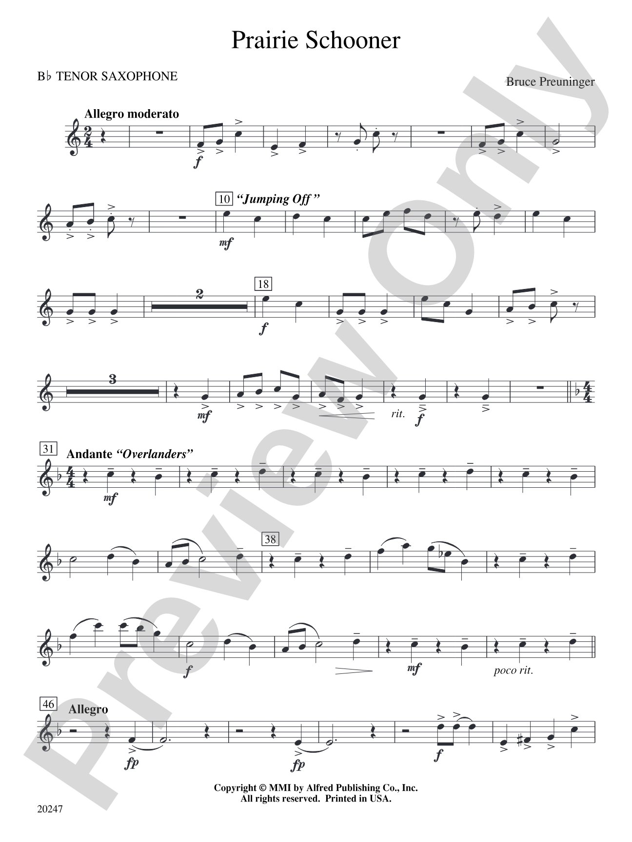 Prairie Schooner: B-flat Tenor Saxophone