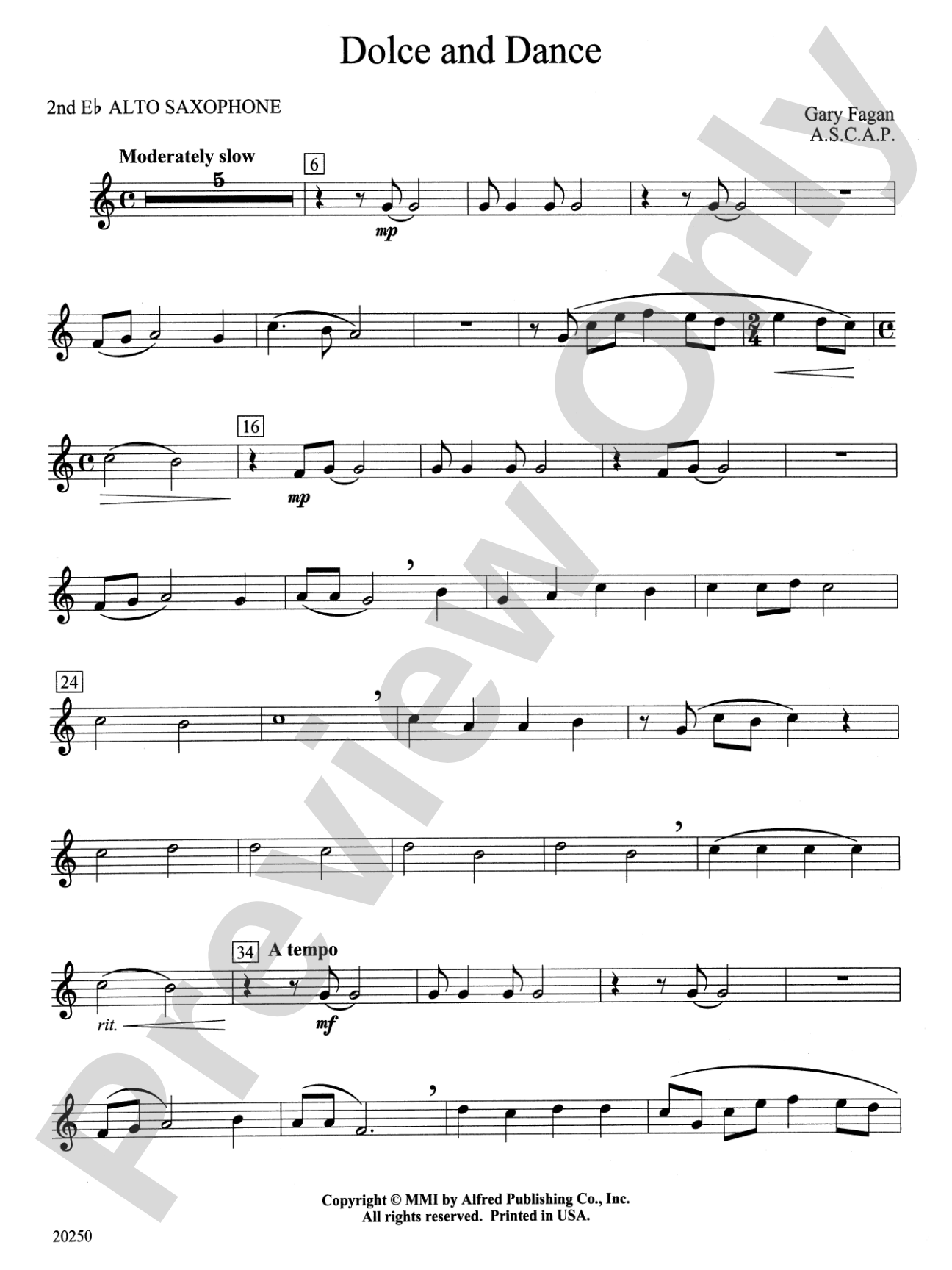 Dolce and Dance: 2nd E-flat Alto Saxophone