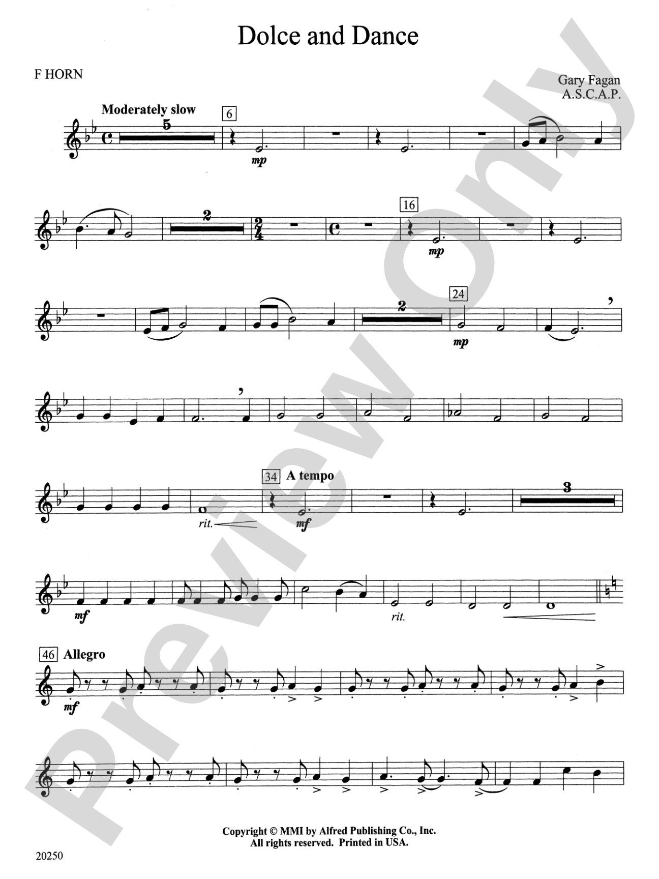 Dolce and Dance: 1st F Horn