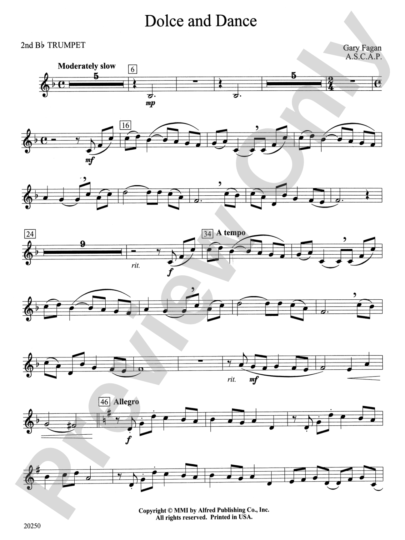 Dolce and Dance: 2nd B-flat Trumpet