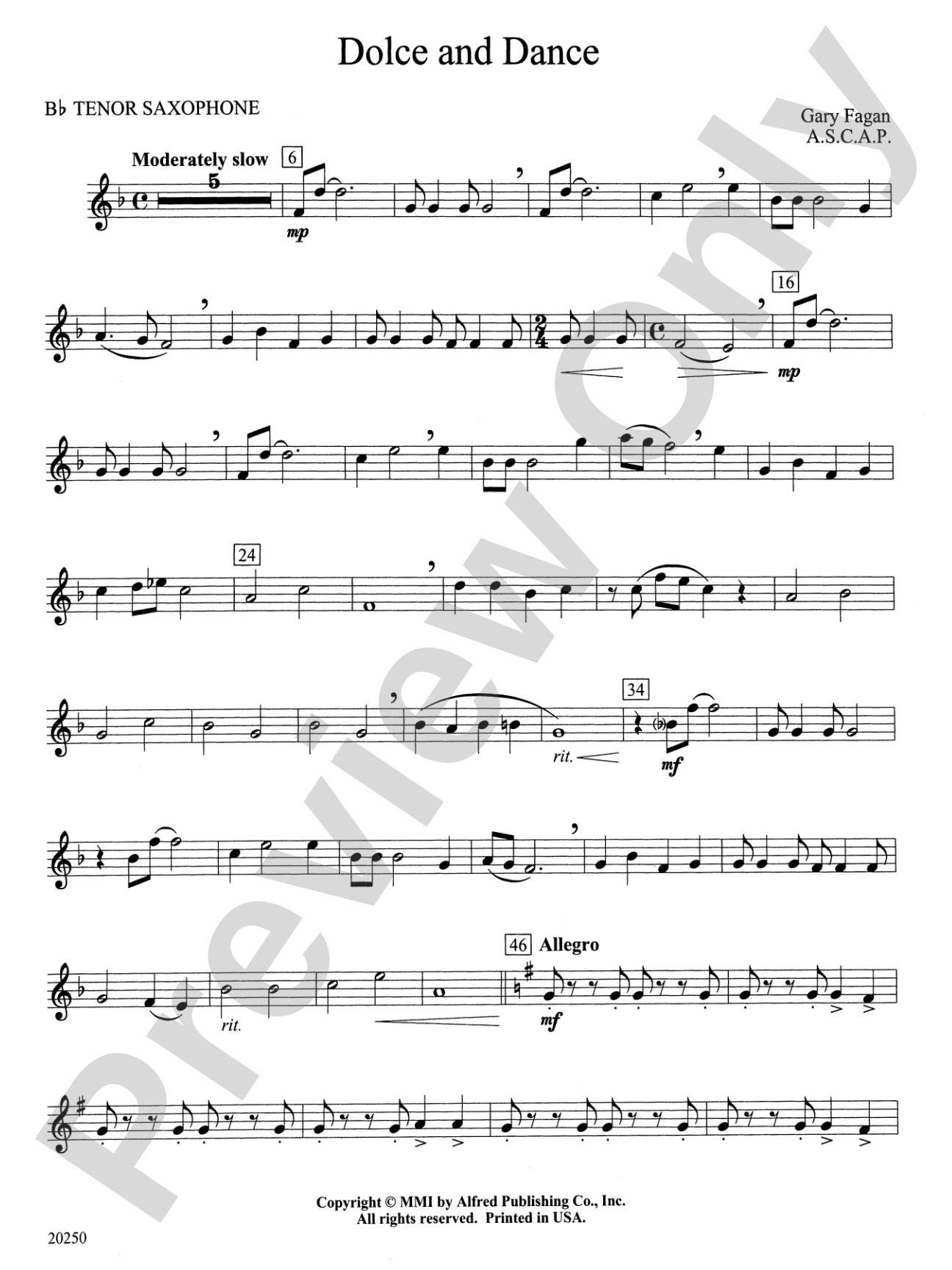 Dolce and Dance: B-flat Tenor Saxophone
