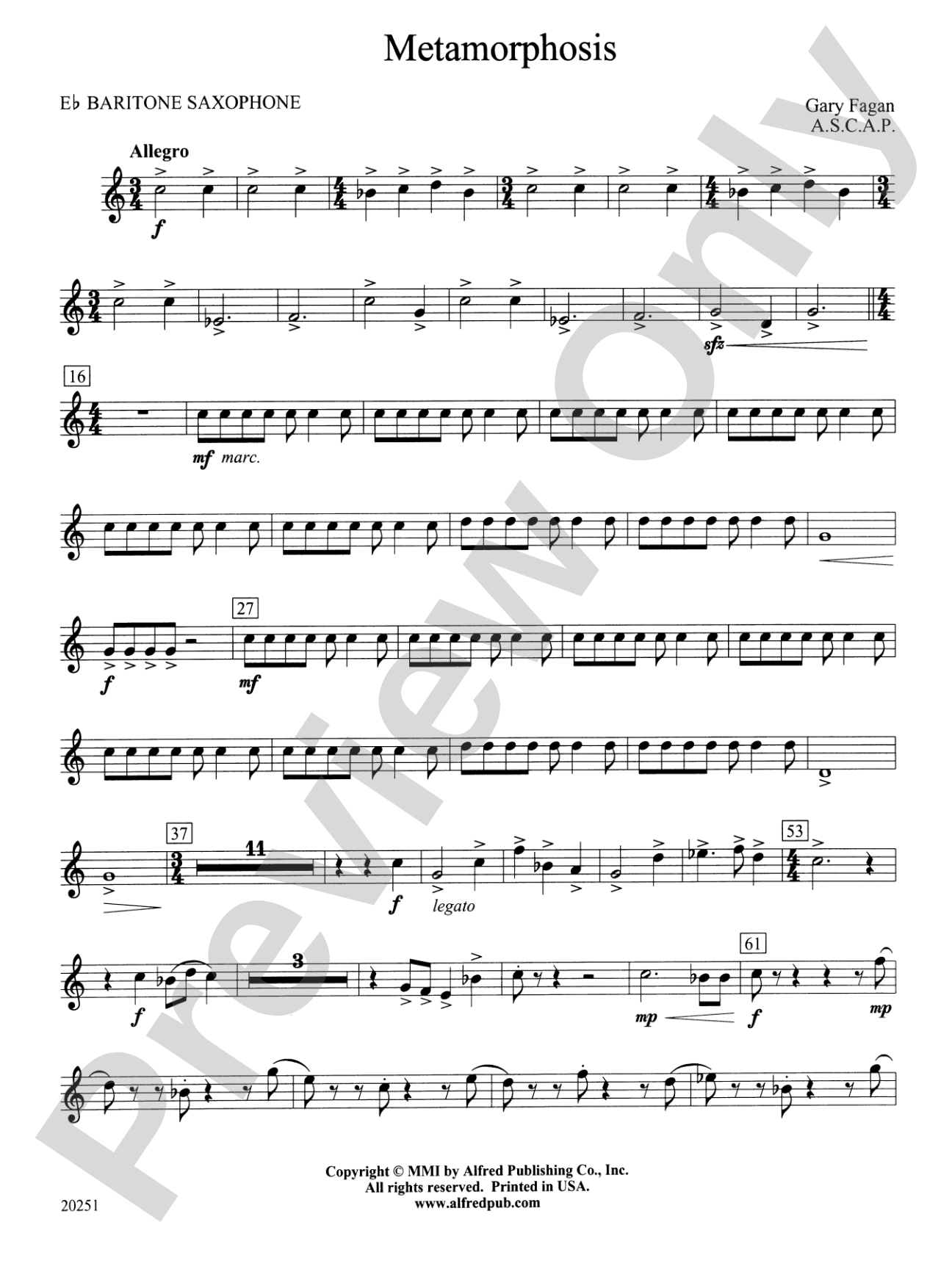 Metamorphosis: E-flat Baritone Saxophone