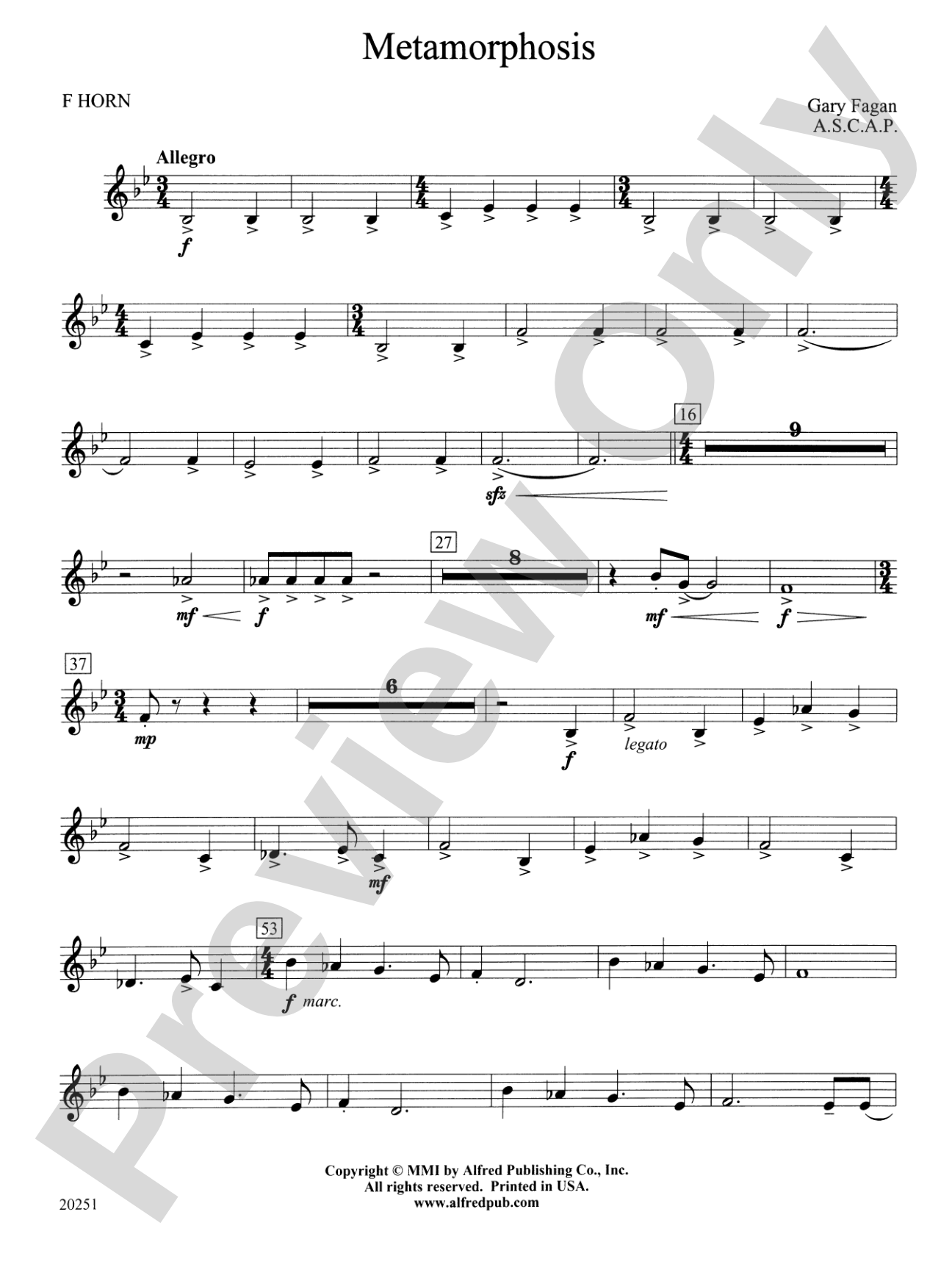 Metamorphosis: 1st F Horn