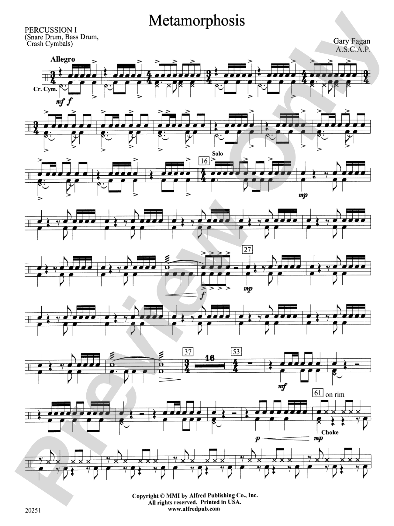 Metamorphosis: 1st Percussion