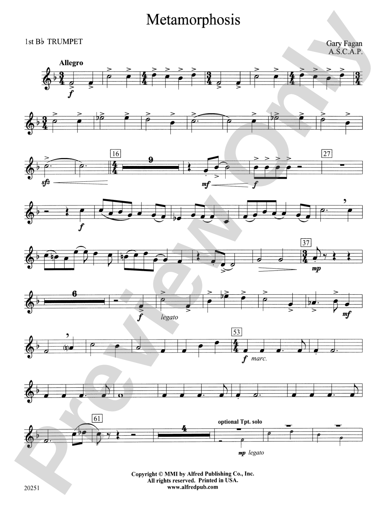 Metamorphosis: 1st B-flat Trumpet