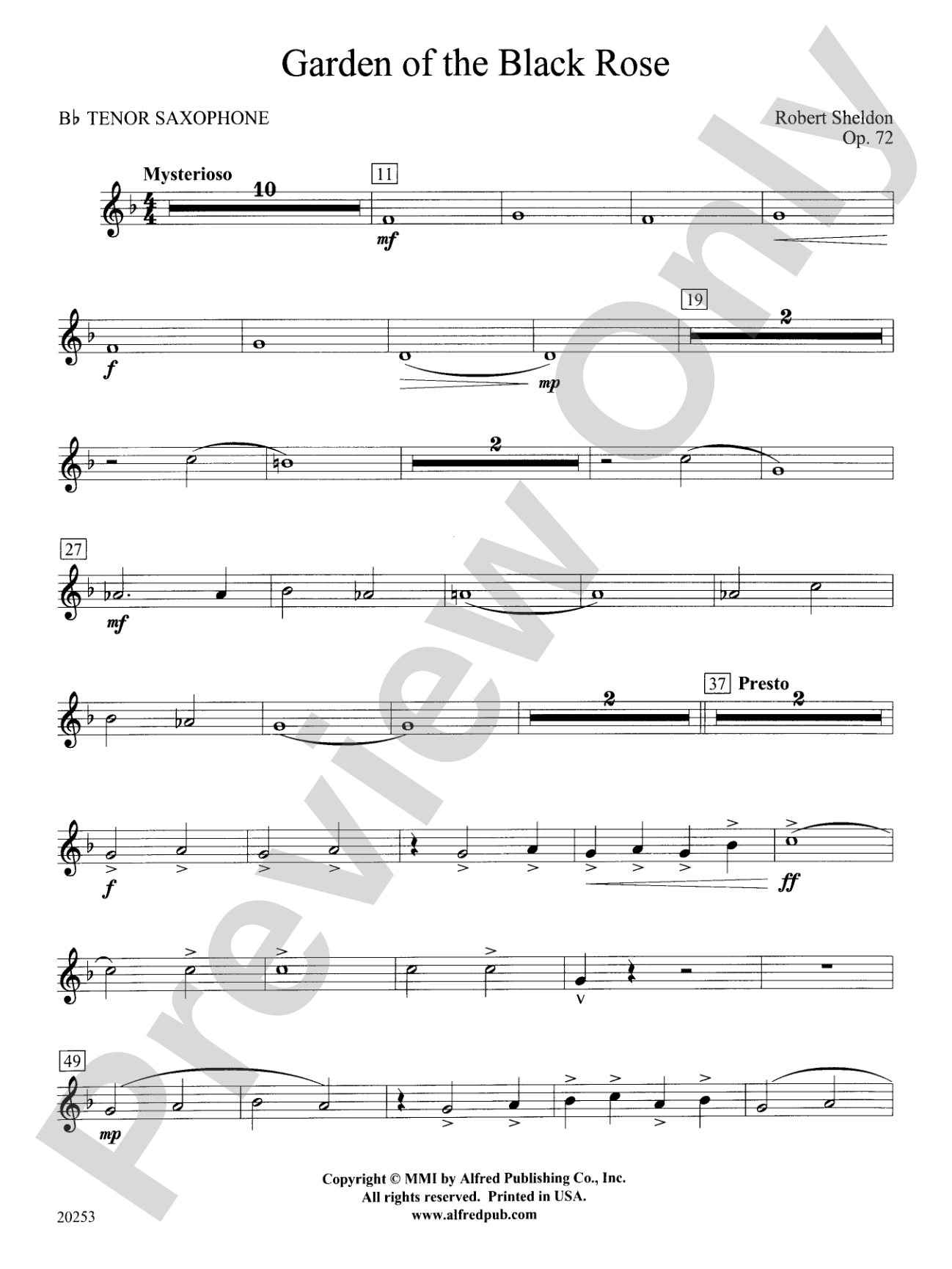 Garden of the Black Rose: B-flat Tenor Saxophone