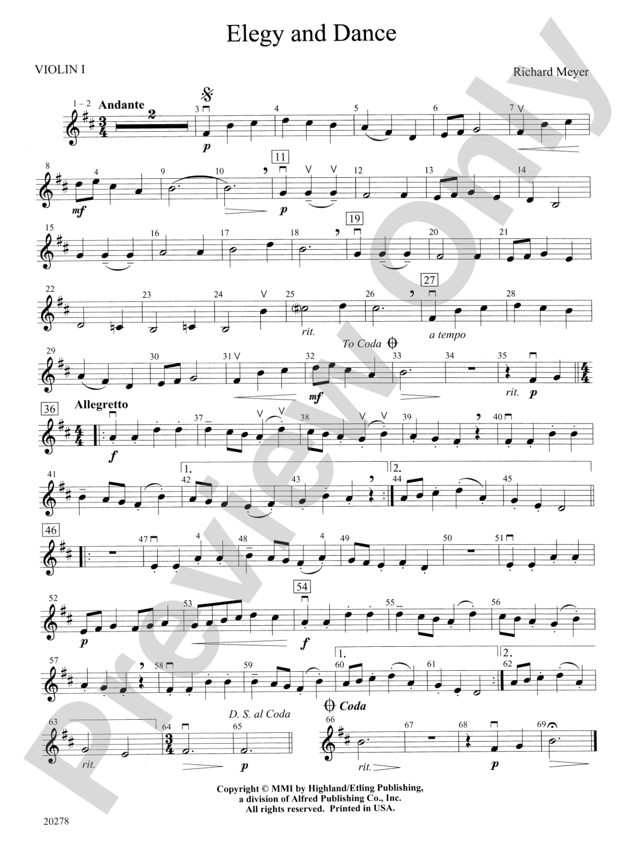 Elegy and Dance: 1st Violin