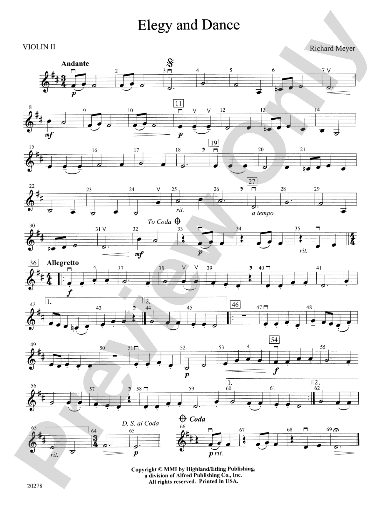 Elegy and Dance: 2nd Violin