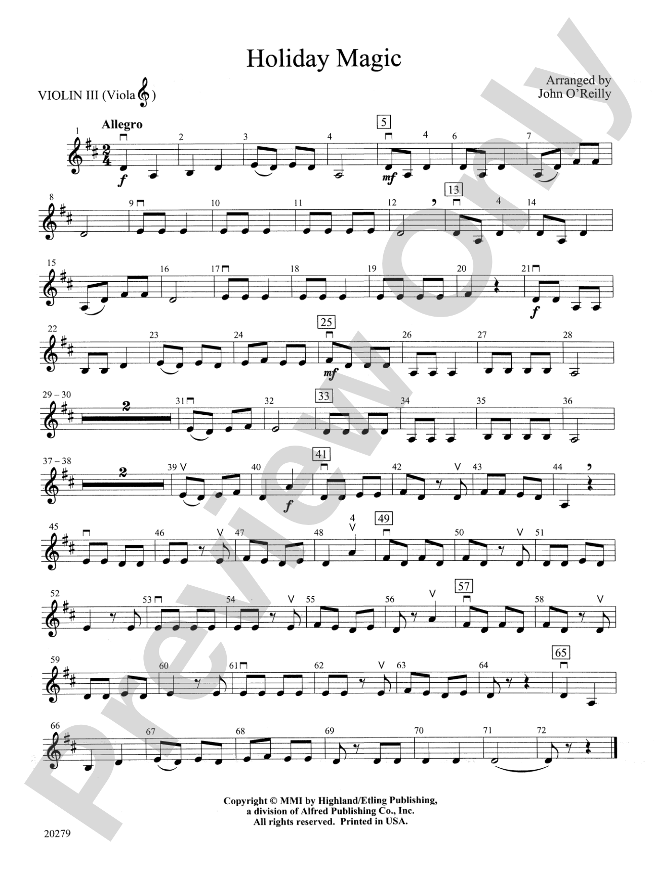 Holiday Magic: 3rd Violin (Viola [TC])