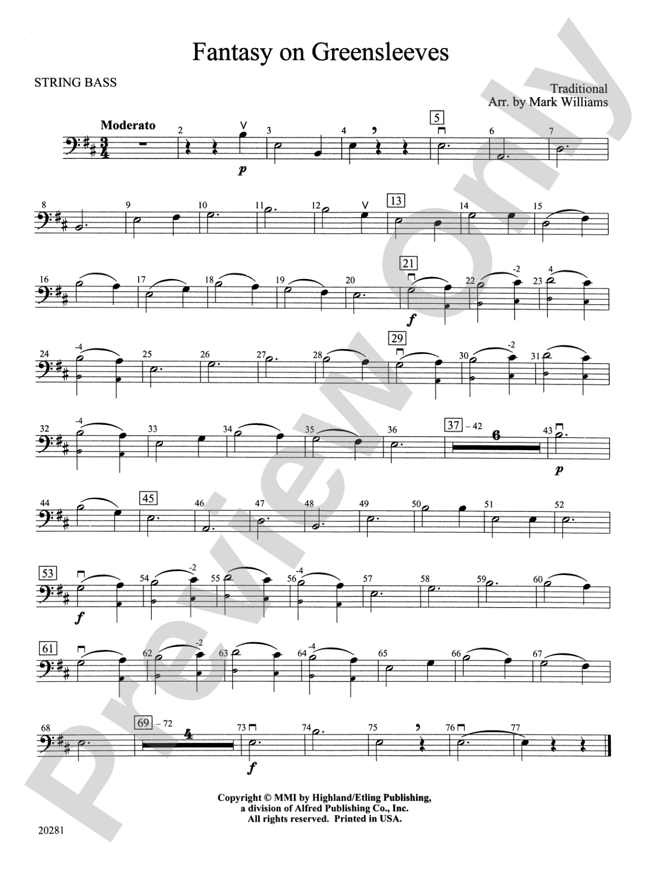 Fantasy on Greensleeves: String Bass