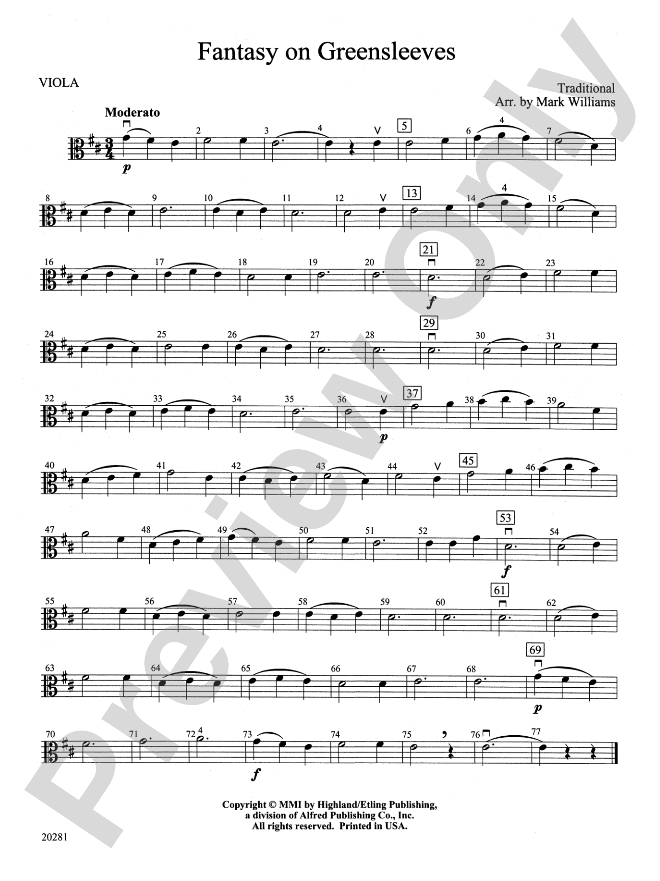 Fantasy on Greensleeves: Viola
