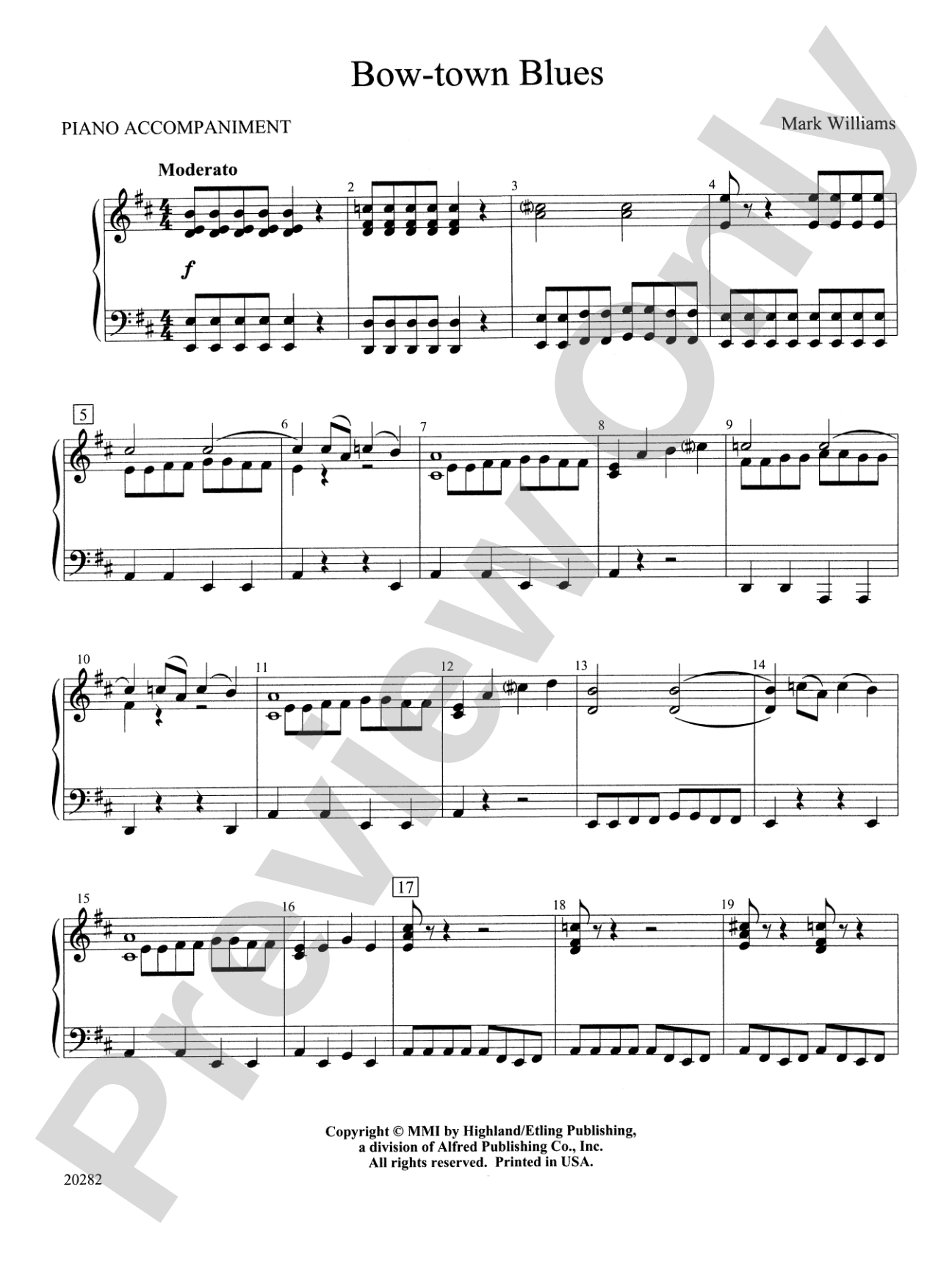 Bow-town Blues: Piano Accompaniment