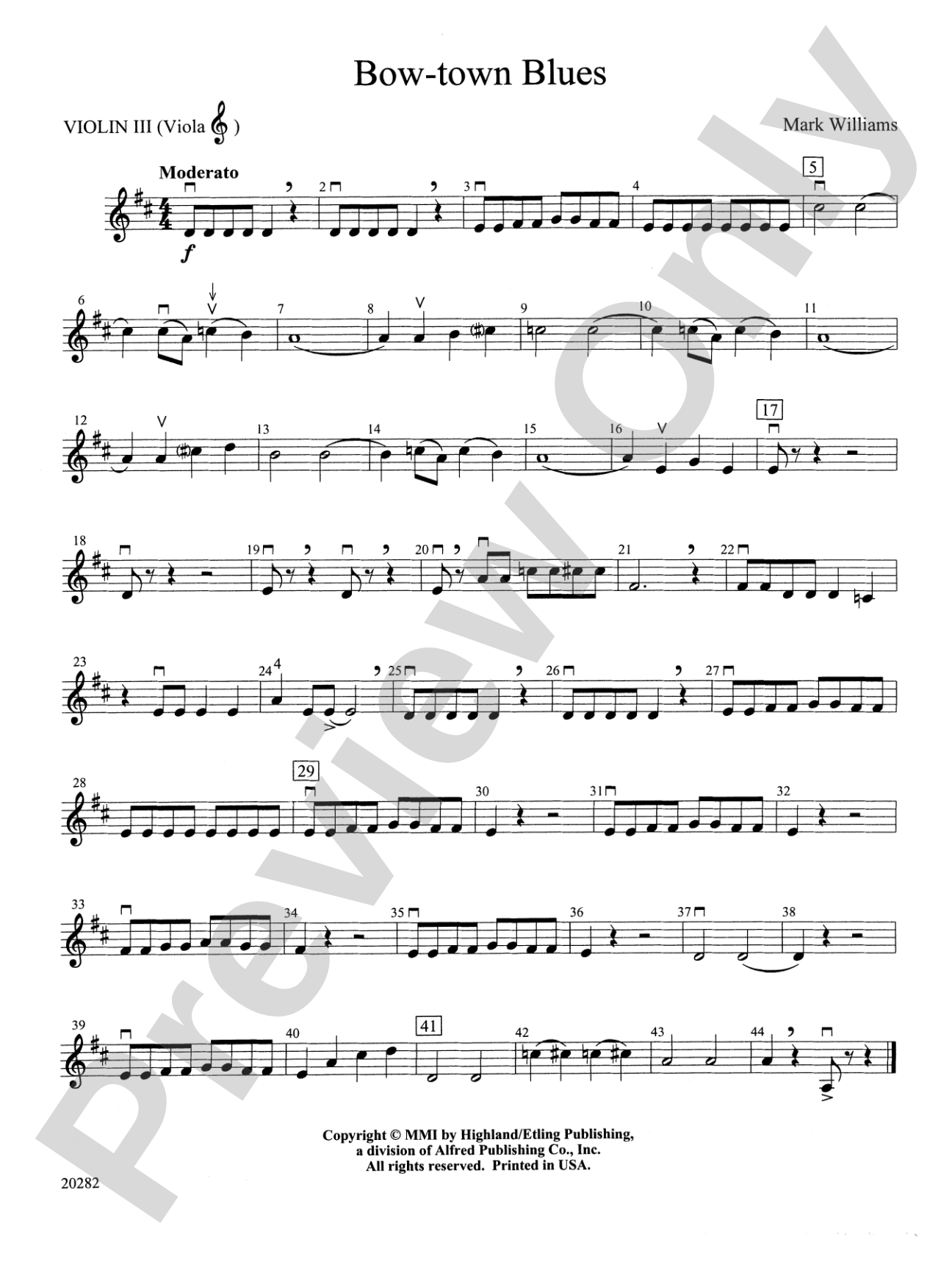 Bow-town Blues: 3rd Violin (Viola [TC])