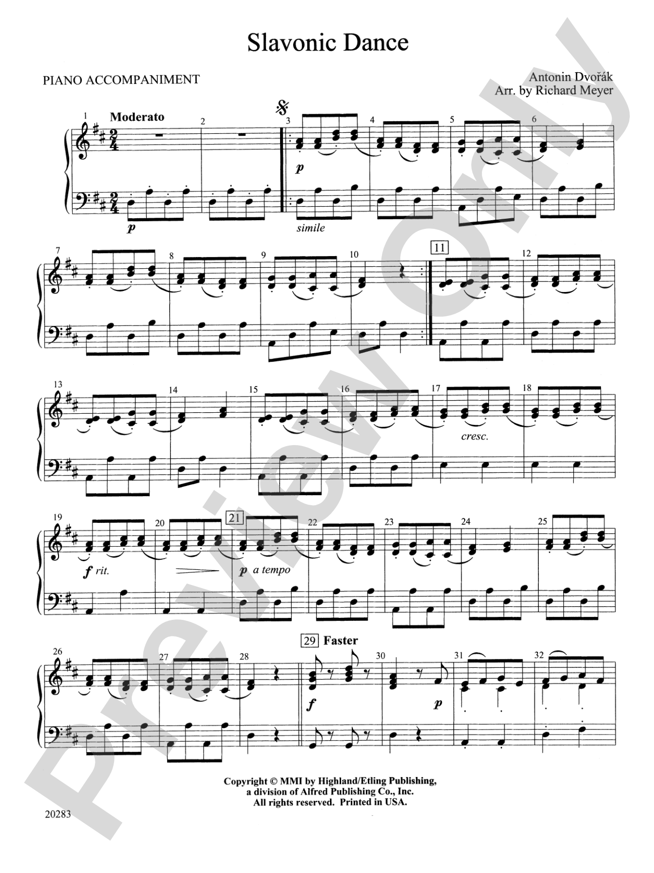 Slavonic Dance: Piano Accompaniment