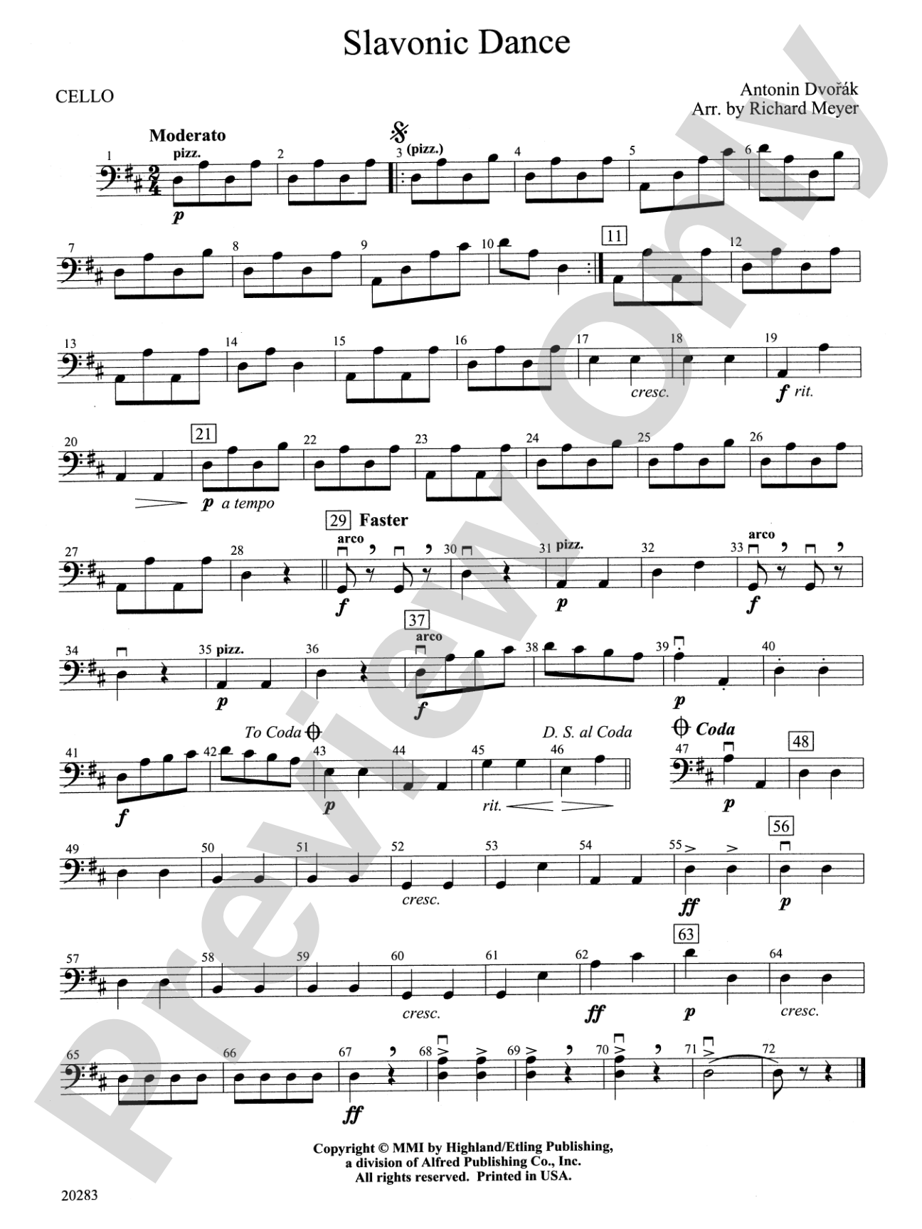 Slavonic Dance: Cello