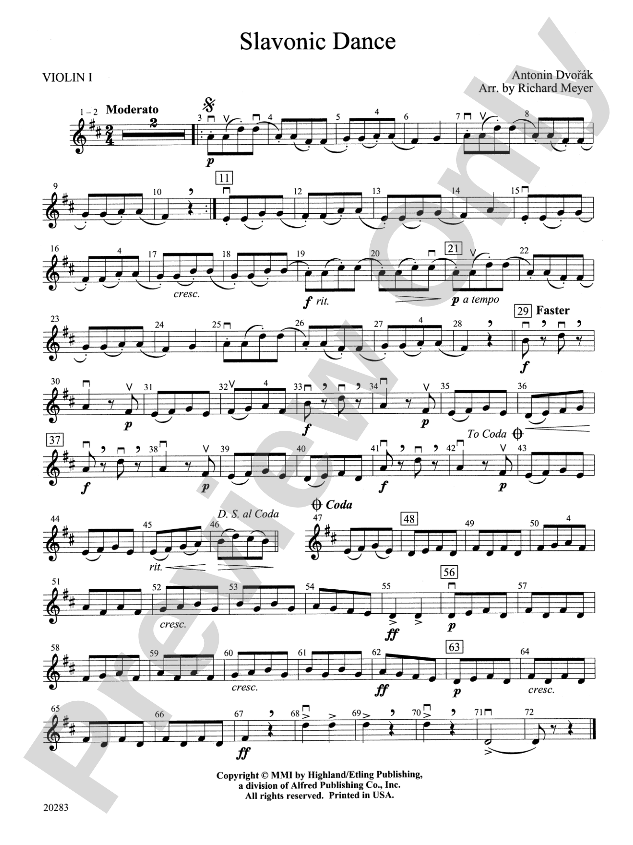 Slavonic Dance: 1st Violin