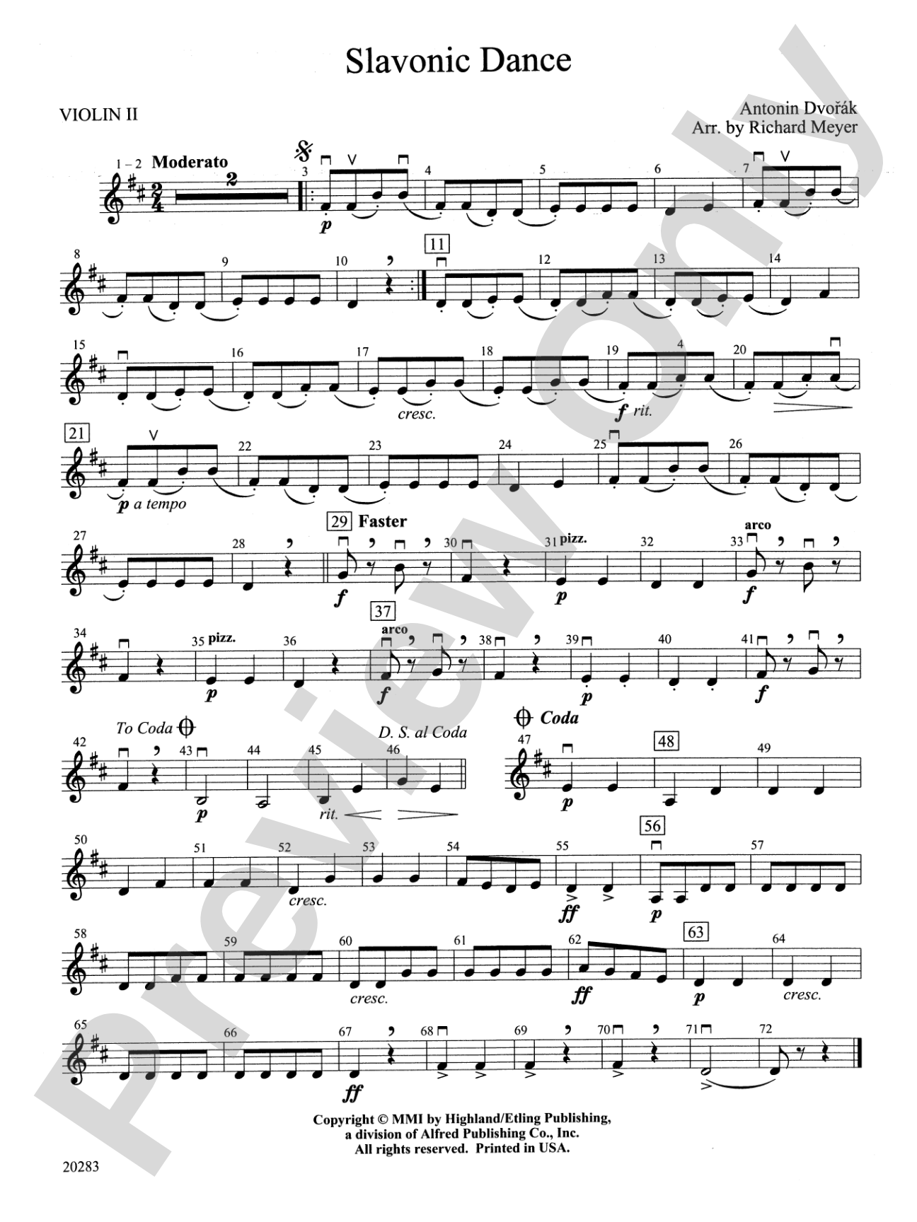 Slavonic Dance: 2nd Violin
