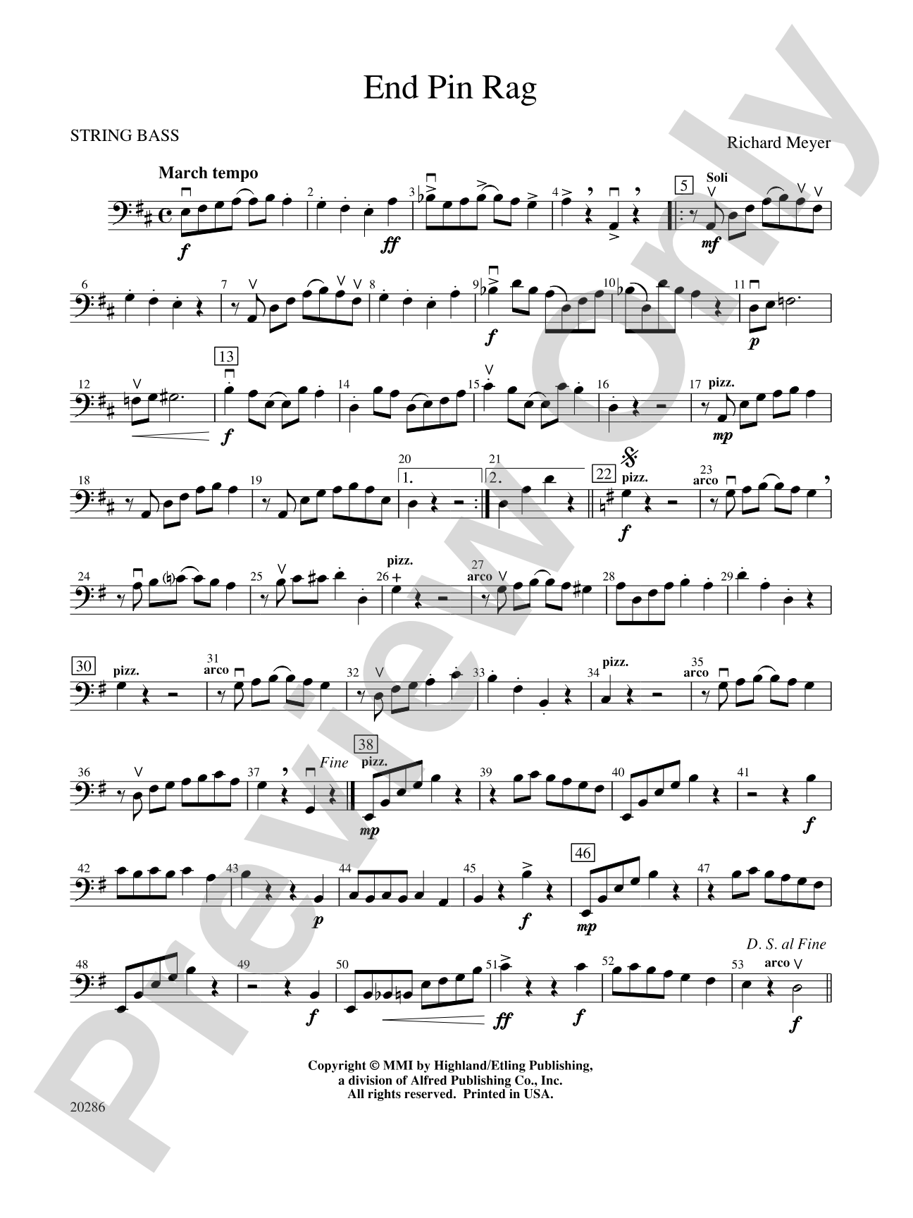 End Pin Rag (Cello and Bass Section Feature): String Bass