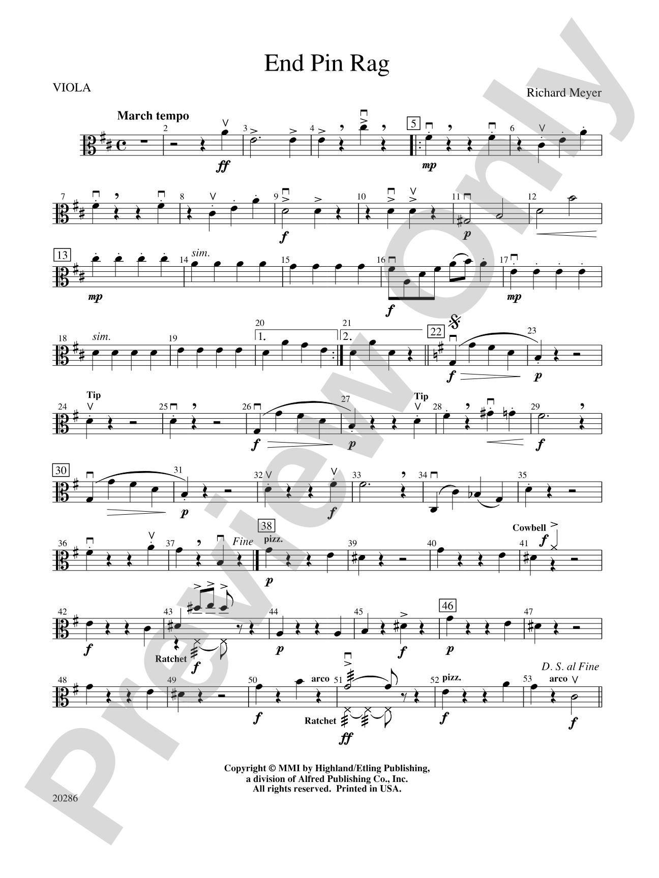 End Pin Rag (Cello and Bass Section Feature): Viola
