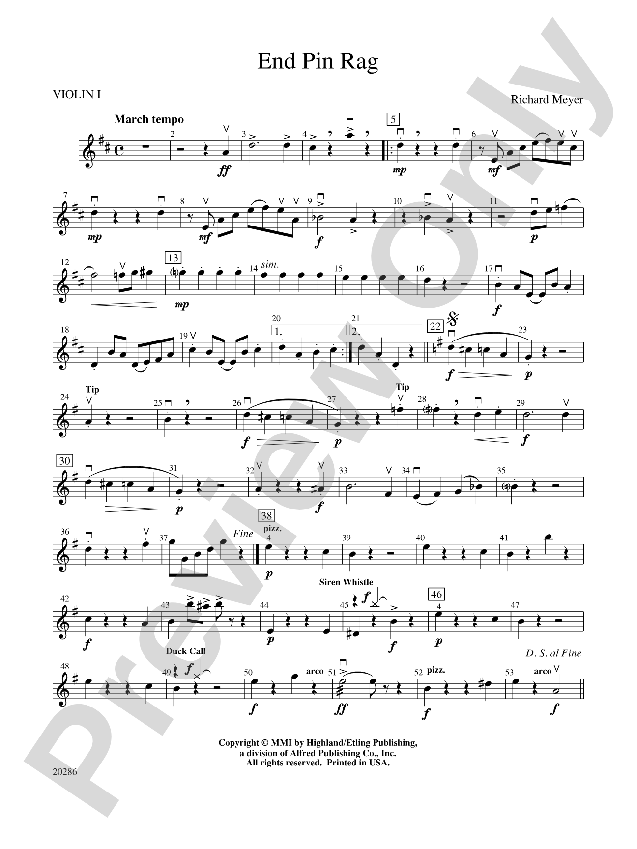 End Pin Rag (Cello and Bass Section Feature): 1st Violin