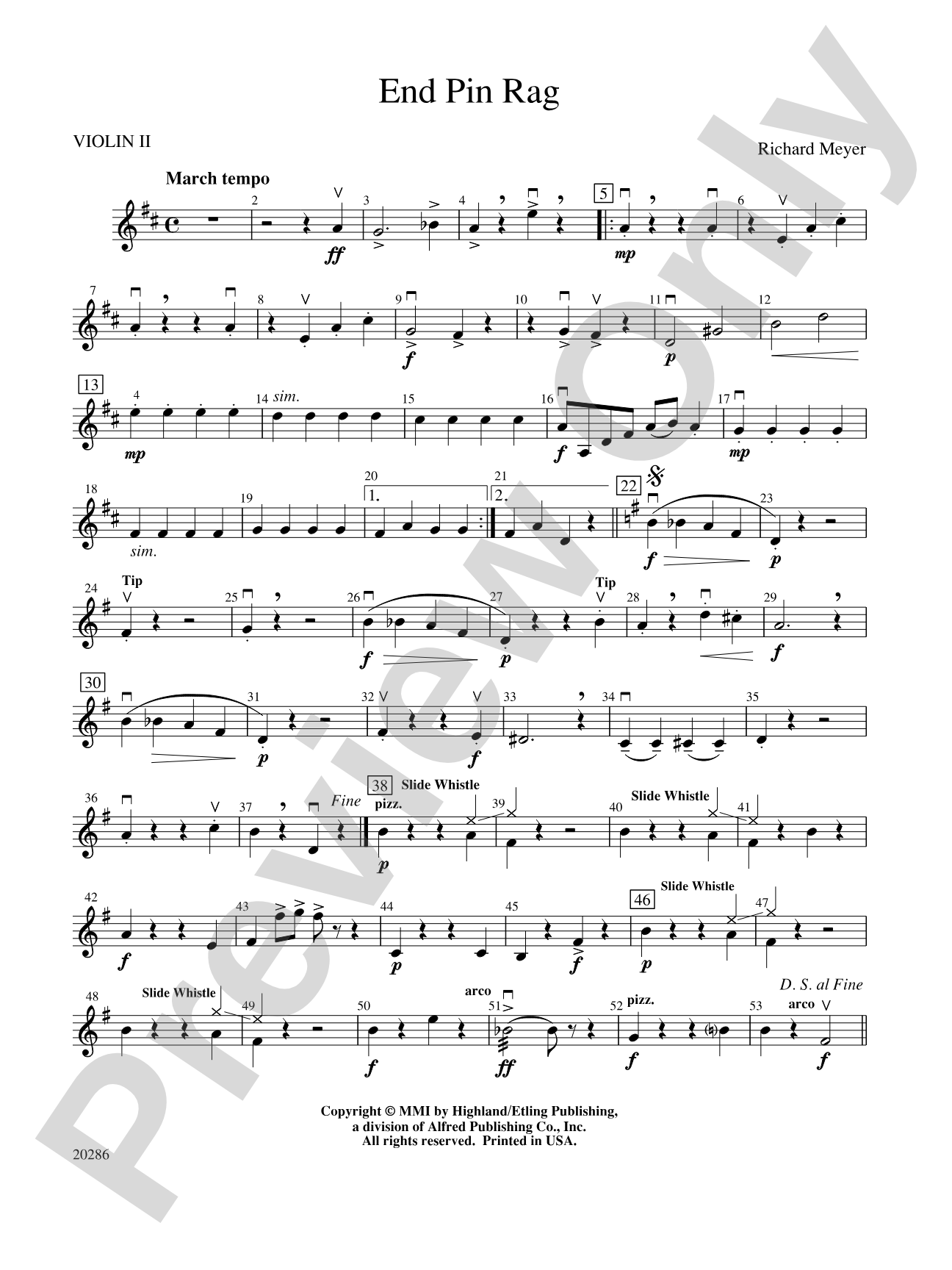 End Pin Rag (Cello and Bass Section Feature): 2nd Violin