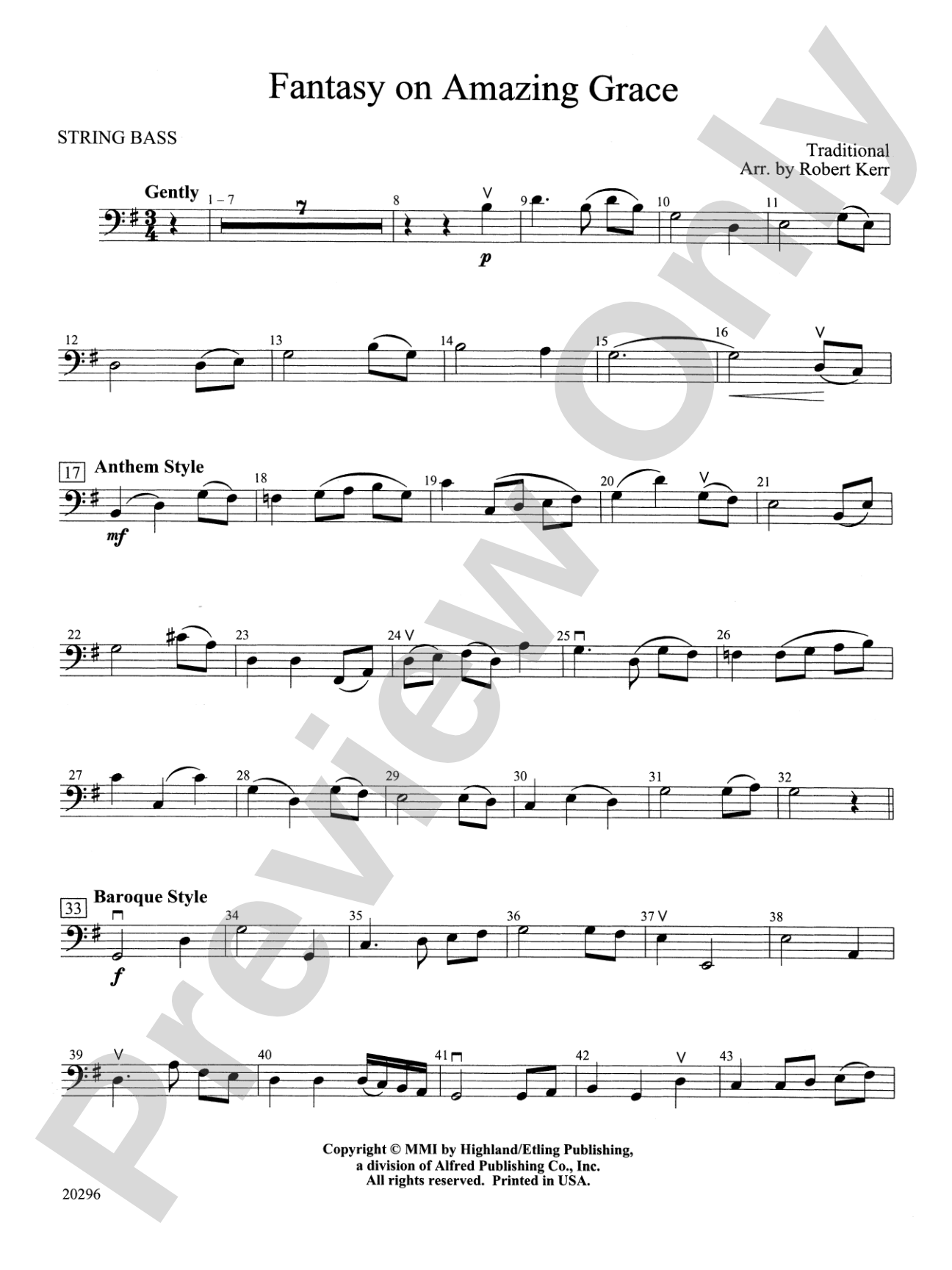 Fantasy on Amazing Grace: String Bass