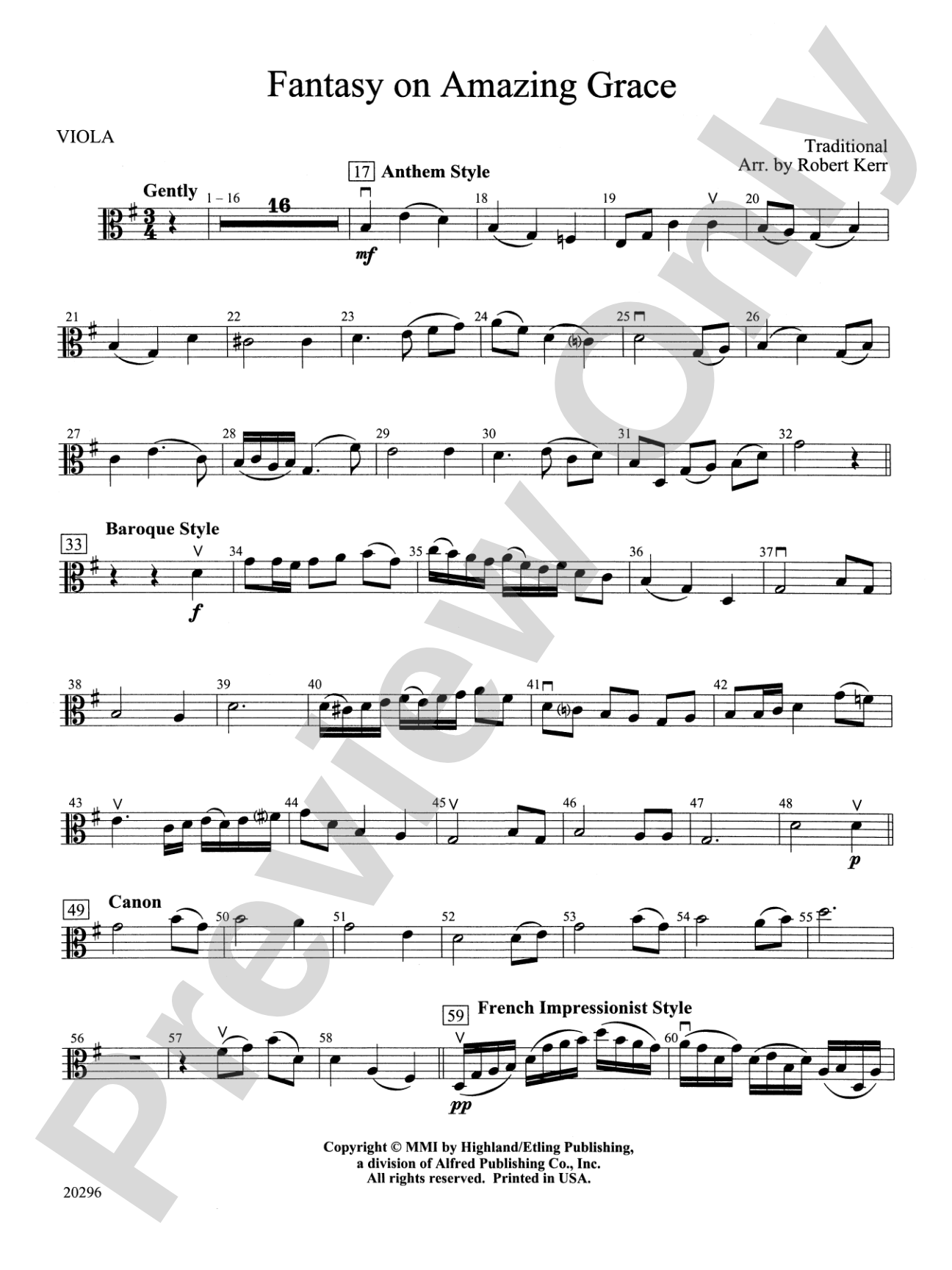 Fantasy on Amazing Grace: Viola