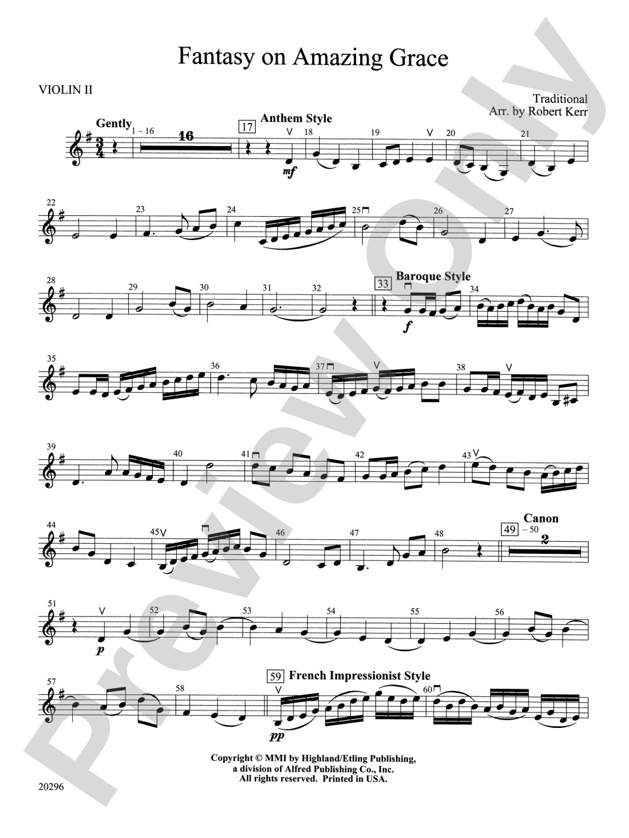 Fantasy on Amazing Grace: 2nd Violin