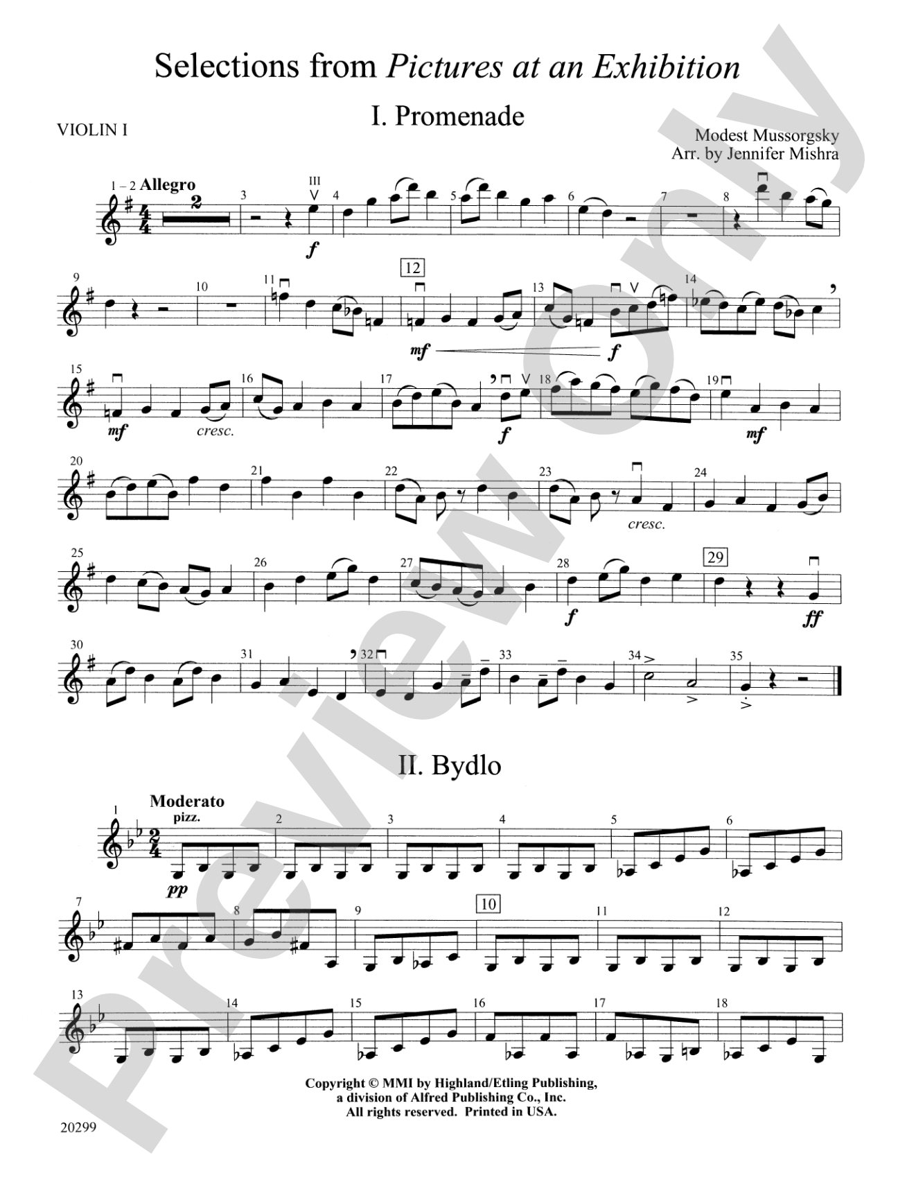 Selections from Pictures at an Exhibition: 1st Violin