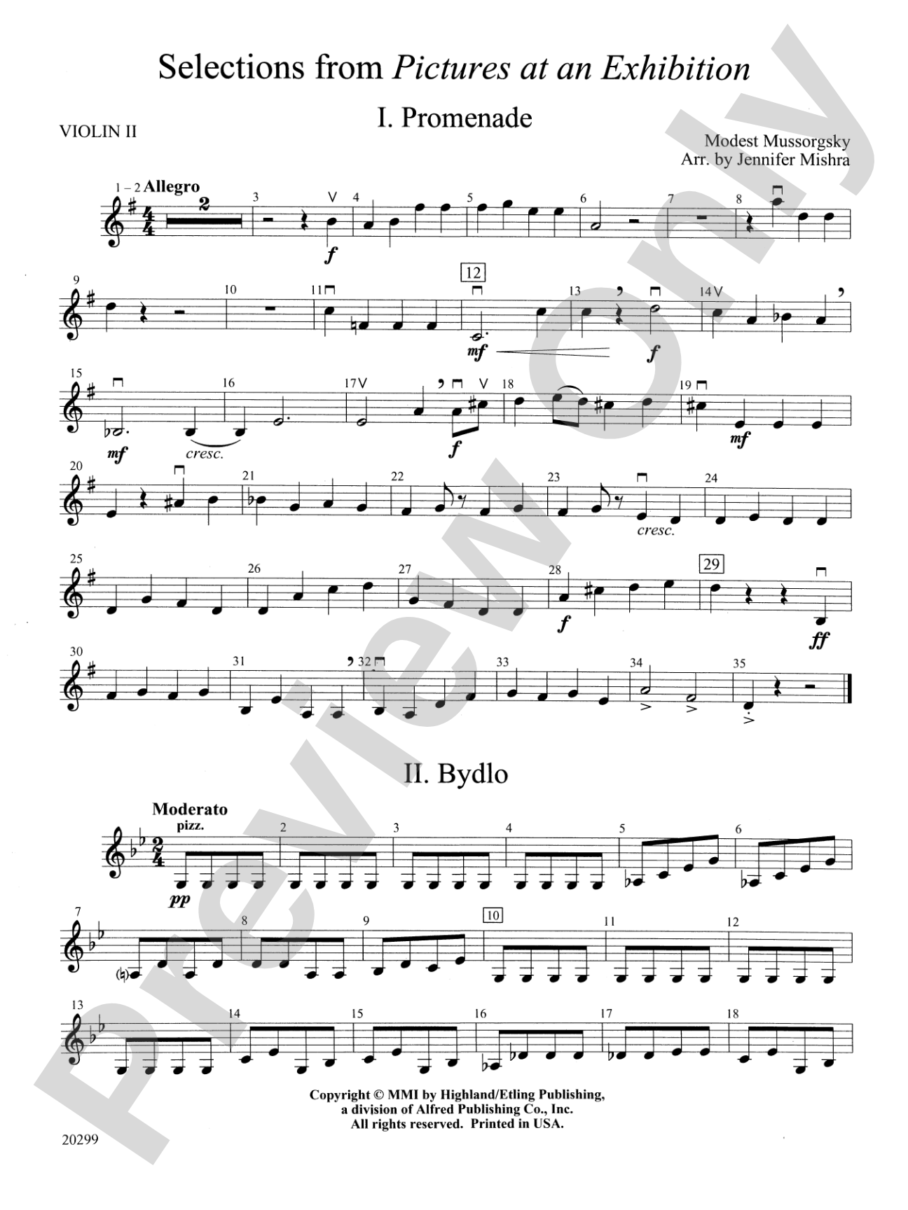 Selections from Pictures at an Exhibition: 2nd Violin