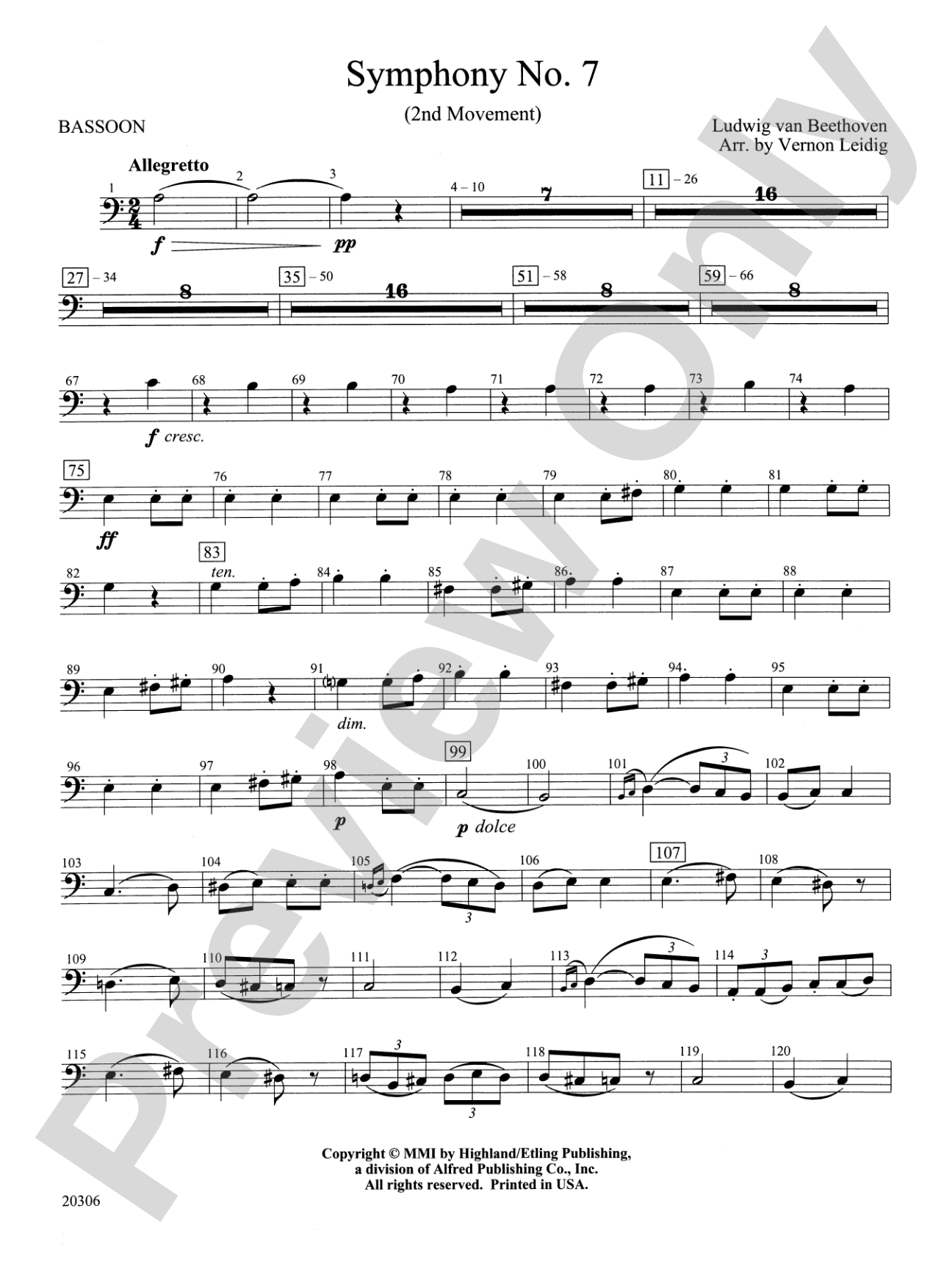 Symphony No. 7 (2nd Movement): Bassoon