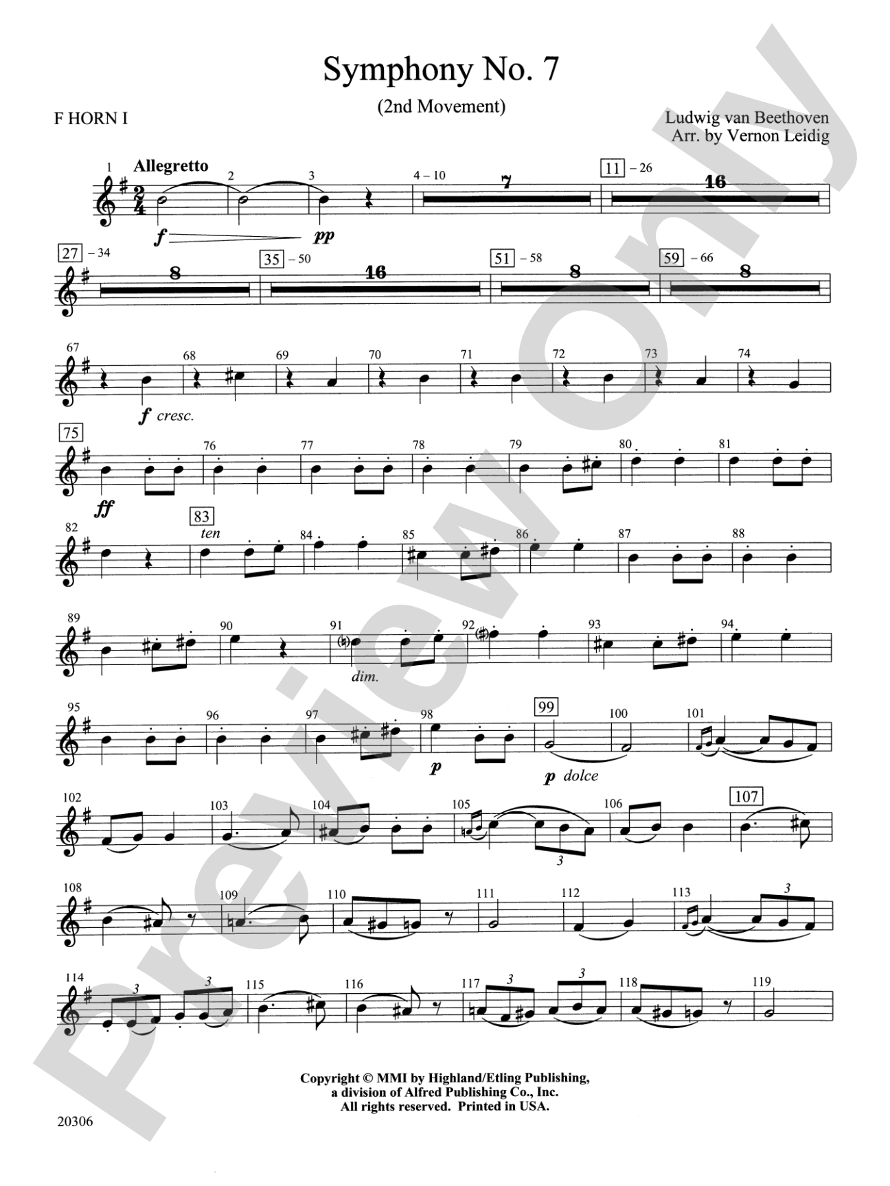 Symphony No. 7 (2nd Movement): 1st F Horn