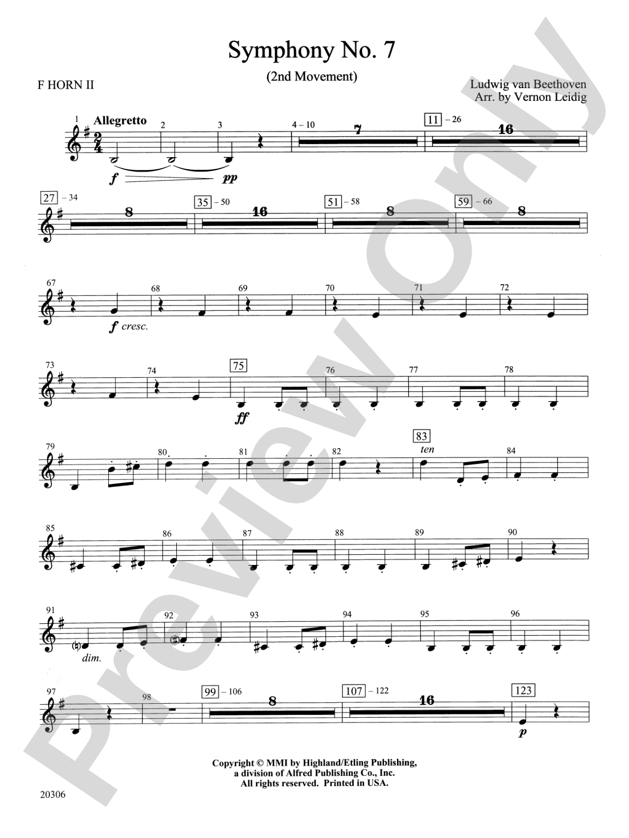 Symphony No. 7 (2nd Movement): 2nd F Horn
