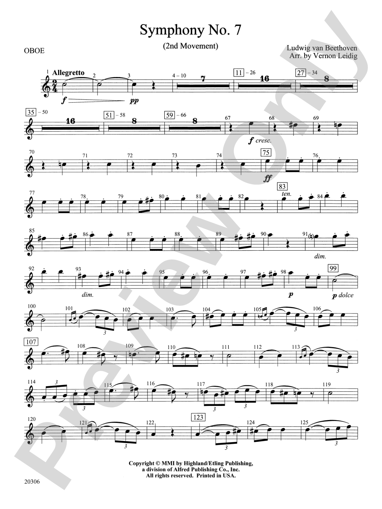 Symphony No. 7 (2nd Movement): Oboe