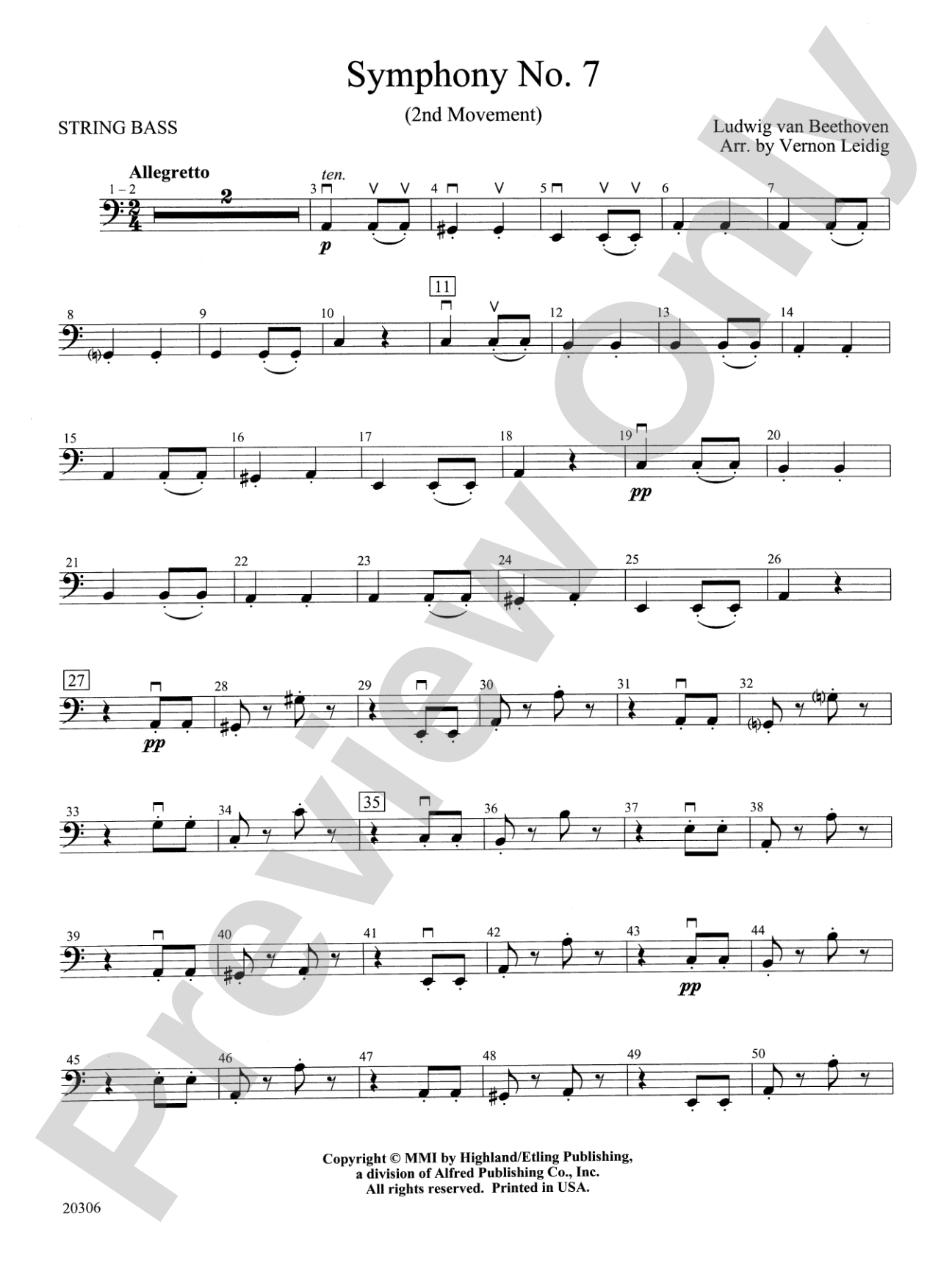 Symphony No. 7 (2nd Movement): String Bass
