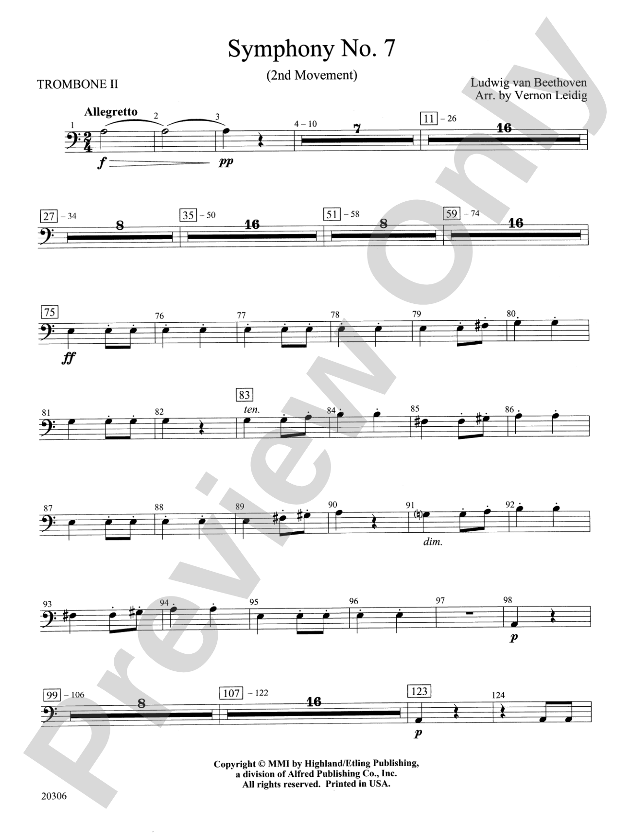 Symphony No. 7 (2nd Movement): 2nd Trombone